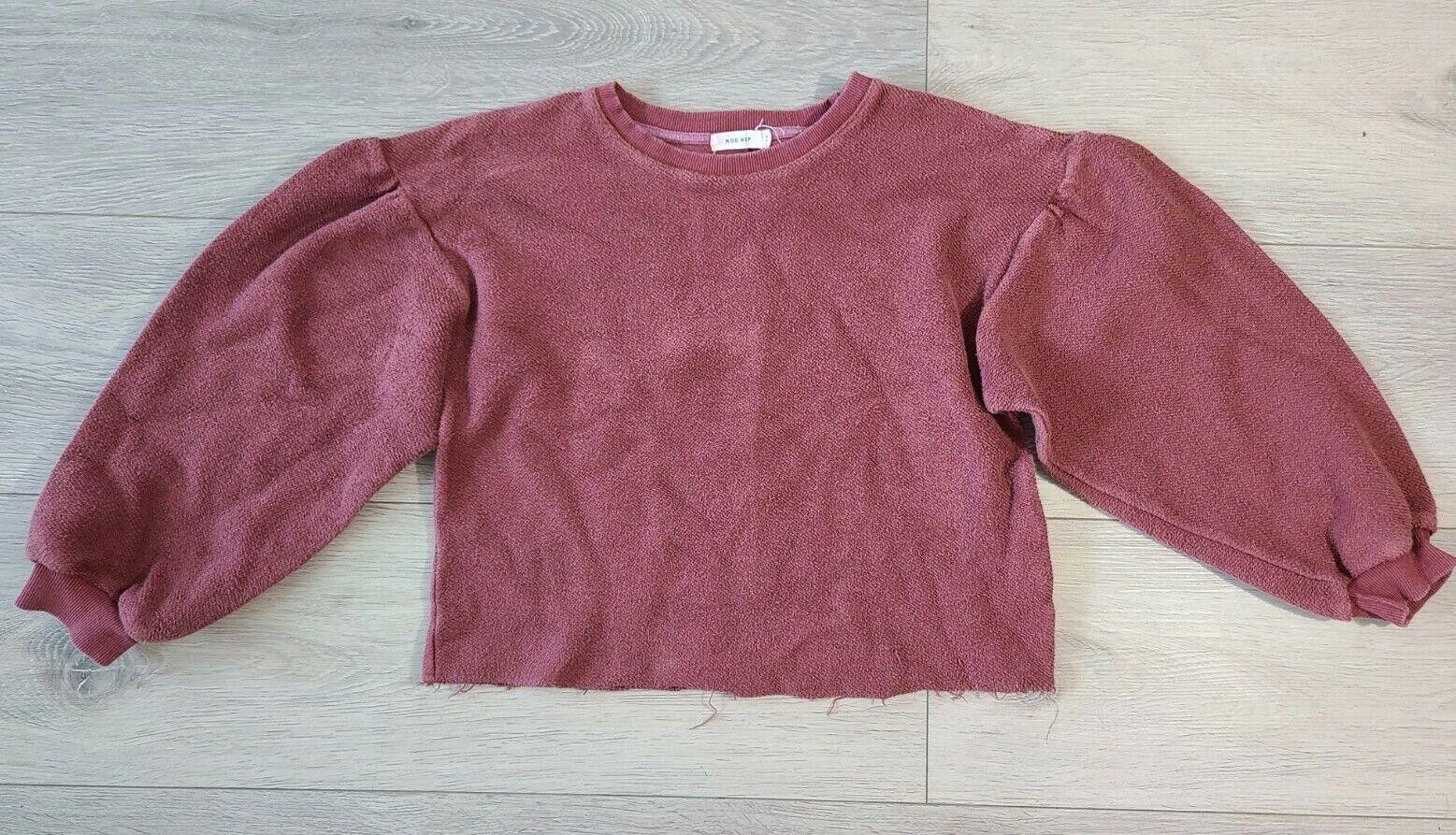 Designer Mod Ref Sweatshirt Crop Mauve Maroon Terry balloon Grunge Size S / US 4 / IT 40 - 4 Thumbnail