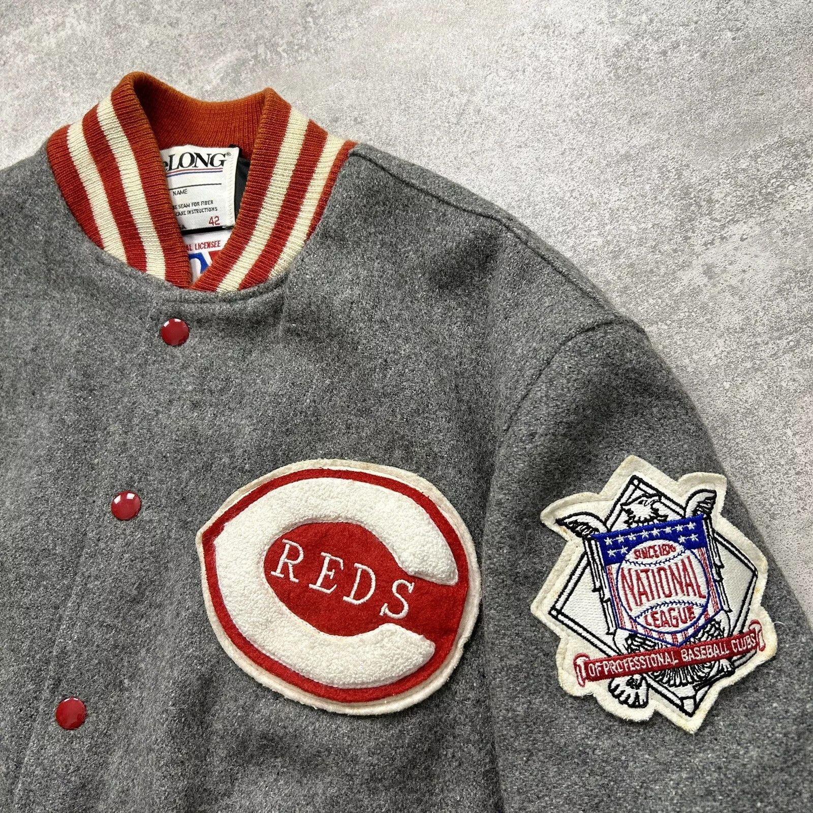 MLB × Vintage CINCINNATI REDS DELONG WOOL JACKET DUGOUT SIZE 42 Size US M / EU 48-50 / 2 - 4 Thumbnail