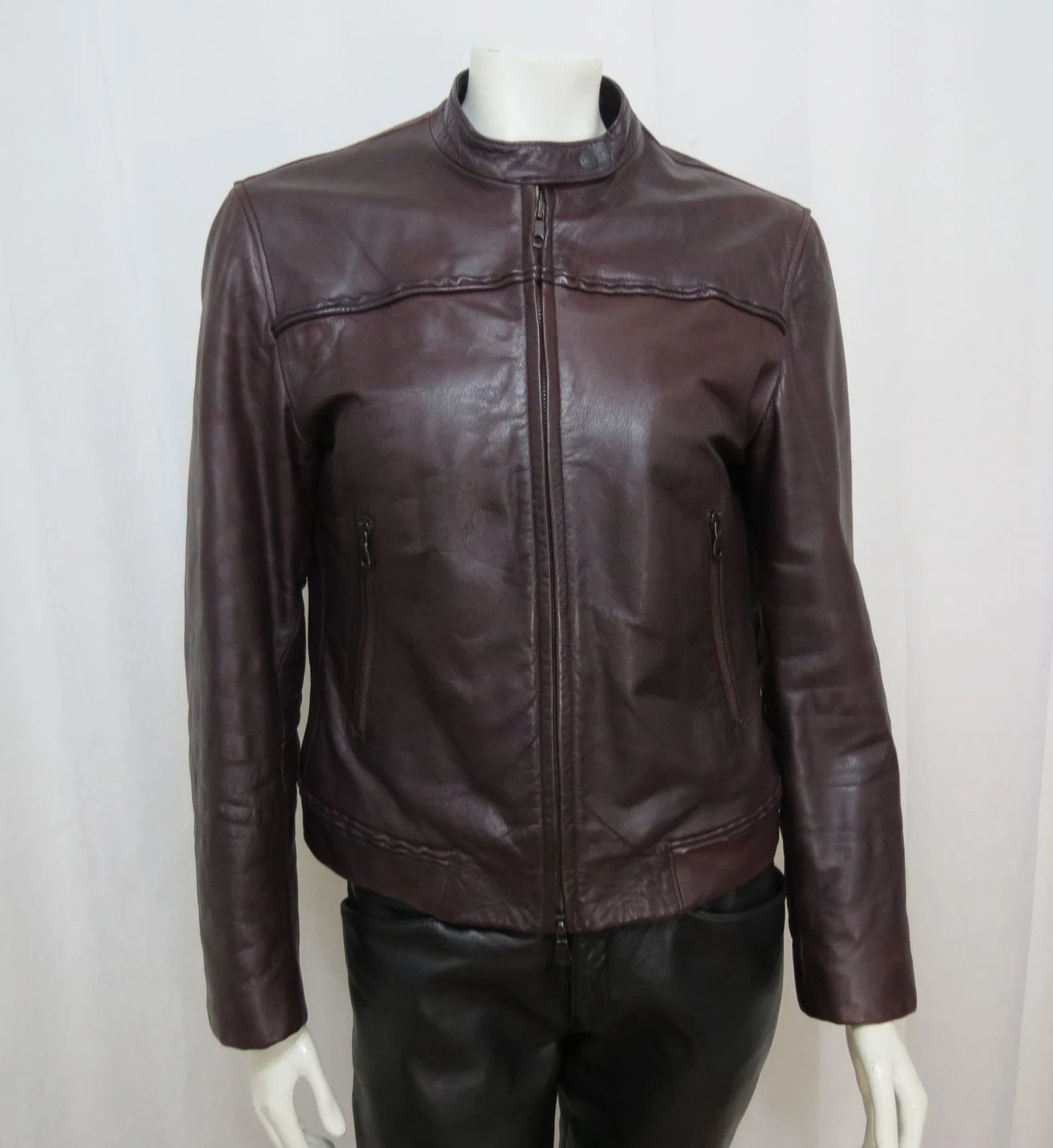 Giorgio Armani Armani Jeans Lux Rosewood Leather Jacket Size US S / EU 44-46 / 1 - 2 Thumbnail