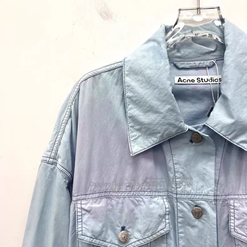 Acne Studios Acne Studios Blue-Pink Cotton Collar Single Button Long Sl Size XXS / US 00 / IT 34 - 2 Thumbnail