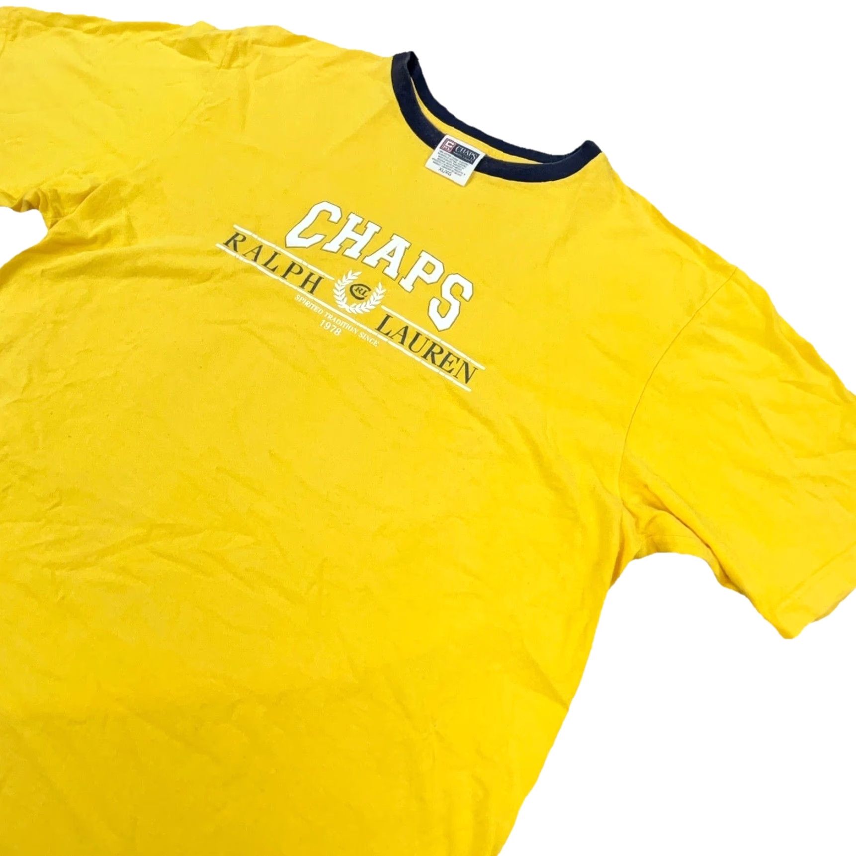 Chaps VINTAGE Chaps Shirt Men XL Yellow Blue Tee Spell Out Y2K Adult T * Size US XL / EU 56 / 4 - 2 Thumbnail