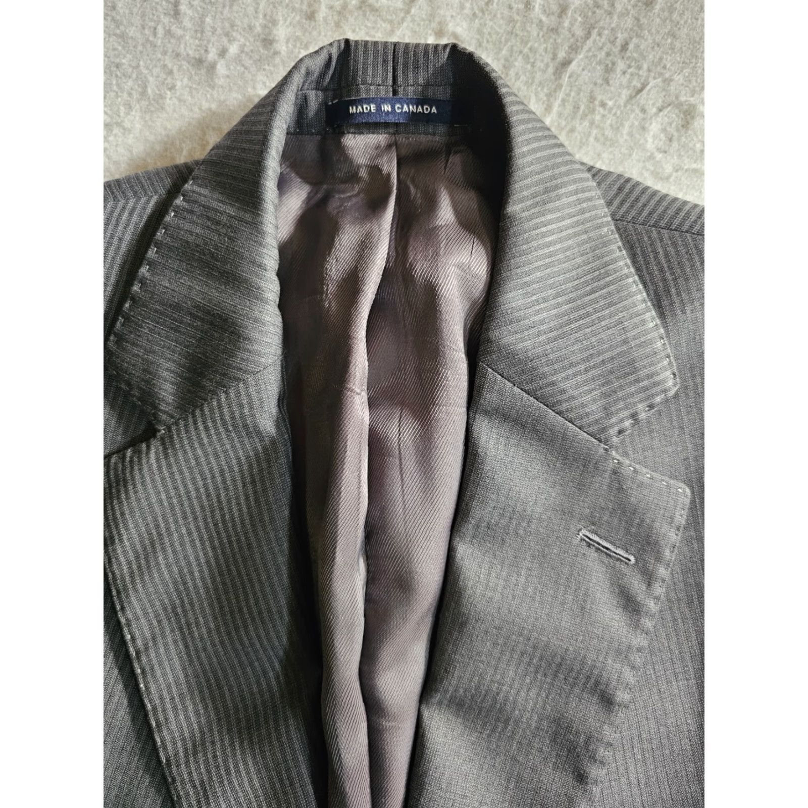 Cremieux Cremieux 2pc Suit Gray Pencil Stripe Wool 100% Wool Loro Piana Super 130s Sz 428L Pant 42L Jacket 2 Piece Regular Men Suit Dress Size 48R - 5 Thumbnail