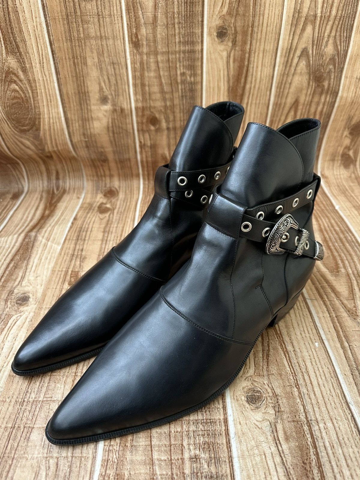 Saint Laurent Paris Hedi Slimane Western Buckle Duckies Boots Size US 10 / EU 43 - 6 Thumbnail