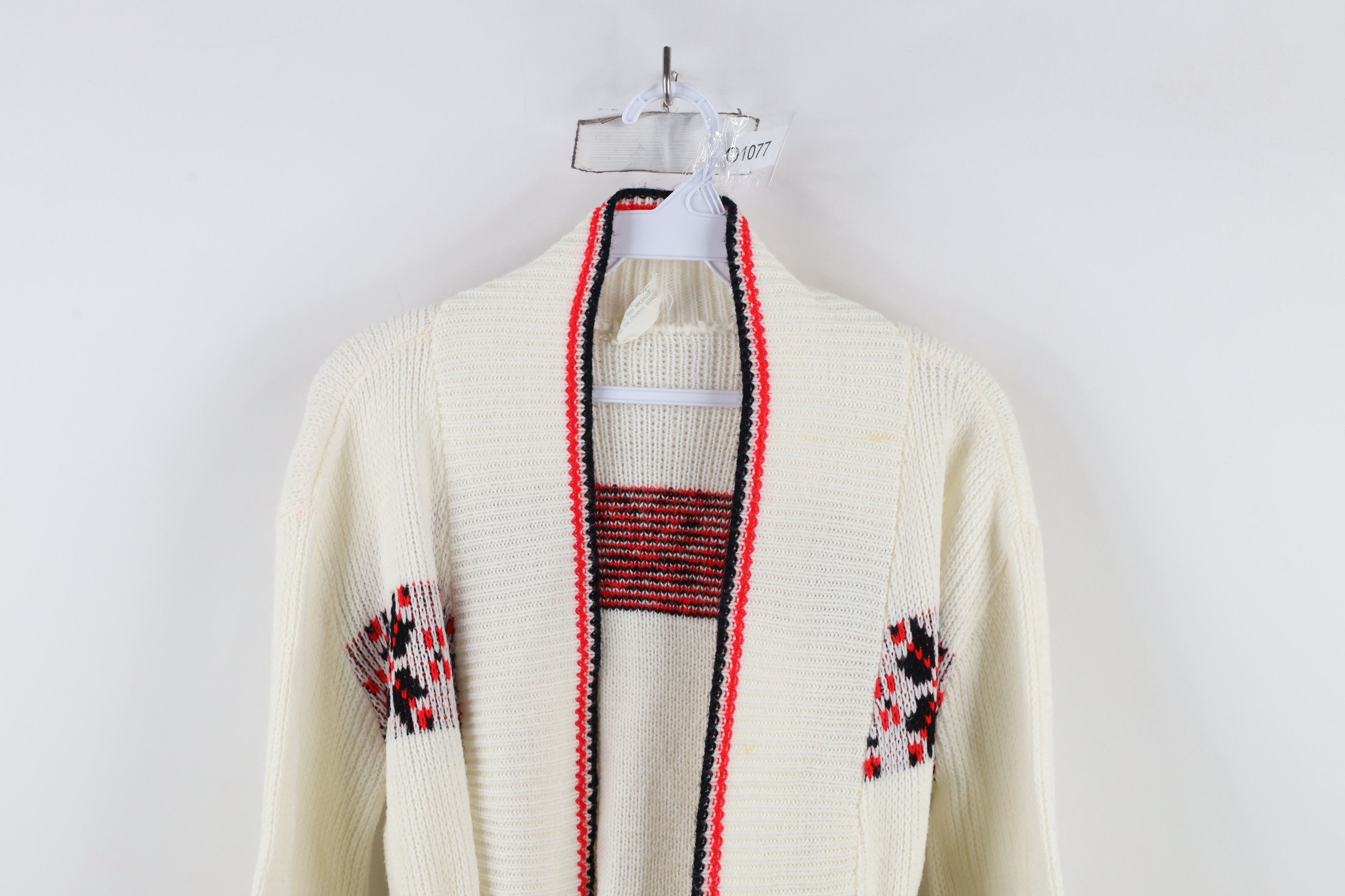 Vintage Vintage 60s 70s Knit Belted Shawl Cardigan Sweater USA Size L / US 10 / IT 46 - 2 Thumbnail