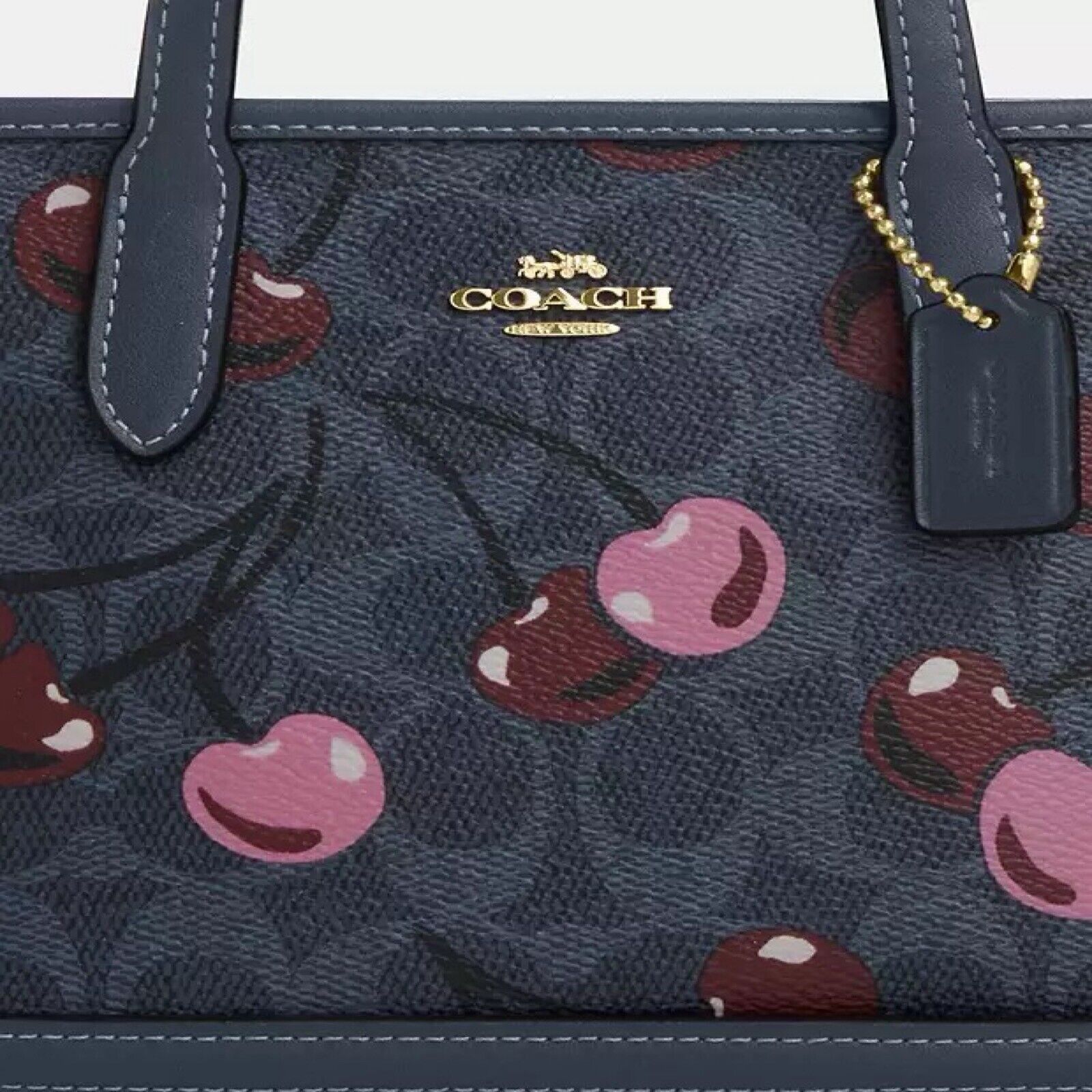 Coach NWT Coach City Mini Tote Bag Signature Canvas Cherry Print Size ONE SIZE - 2 Thumbnail
