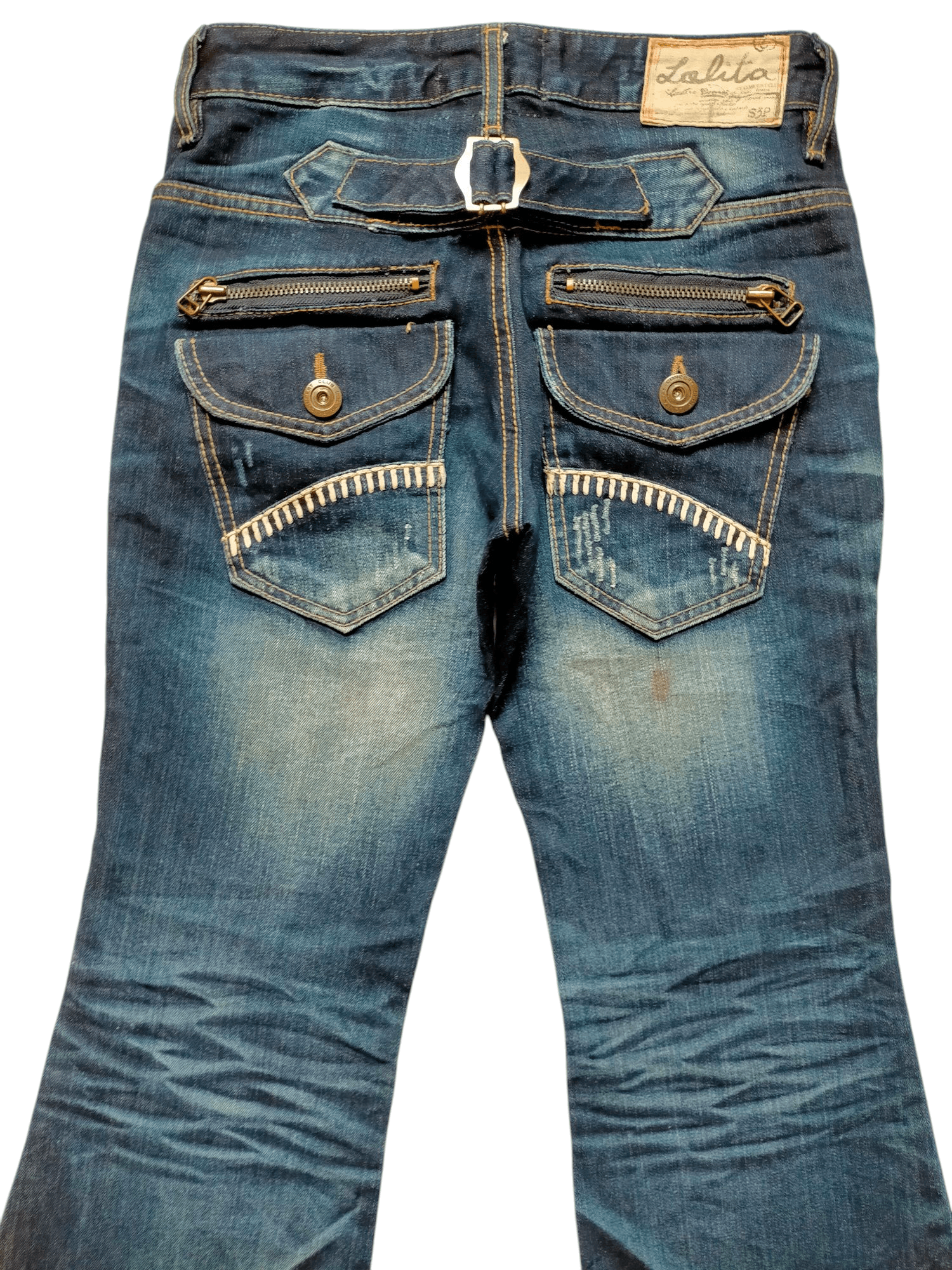 If Six Was Nine × Japanese Brand Flare Jeans Lolita Multizipped Buckle back boot cut Denim Size US 29 - 11 Thumbnail