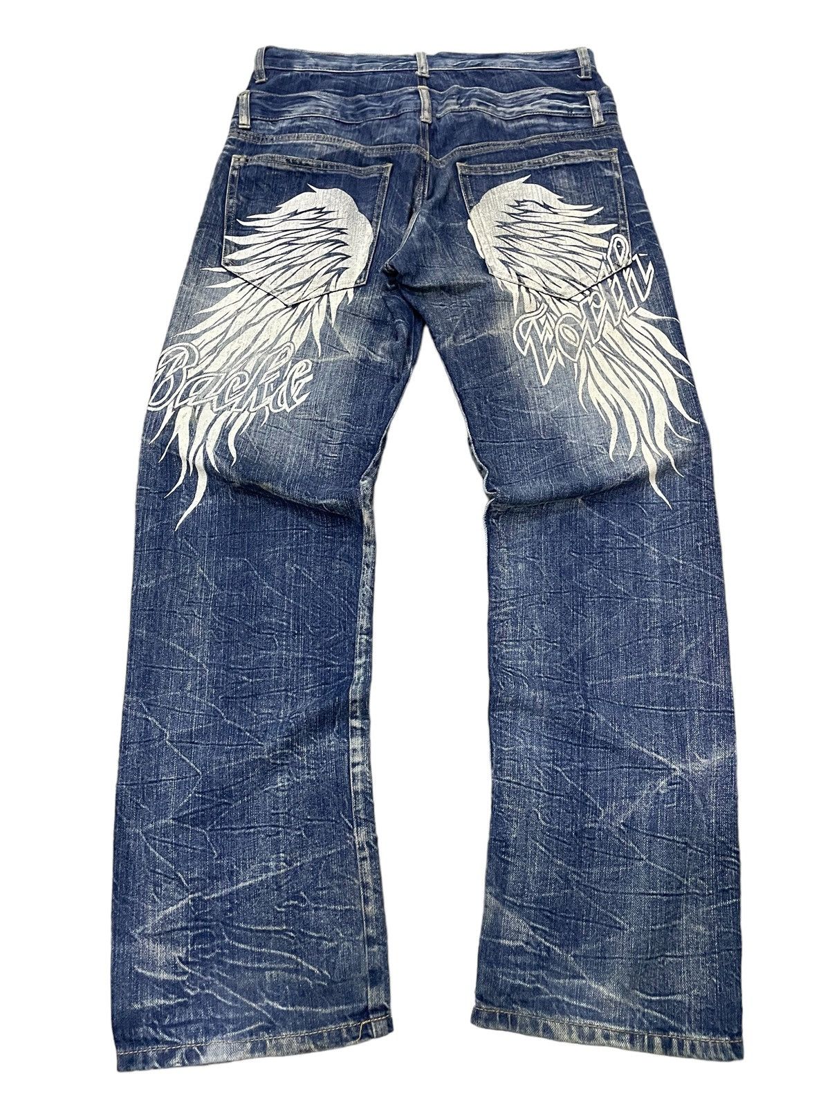 Hysteric Glamour × Japanese Brand 🪽 BackForth Japan Goth Wing Double Waist Loose Jeans Size US 32 / EU 48 - 1 Thumbnail