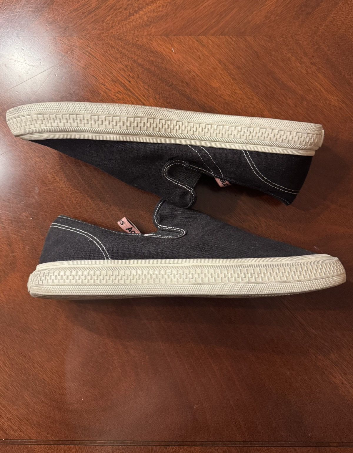 Acne Studios Acne Studios Black Canvas Slip-on Sneakers Size US 12 / EU 45 - 3 Thumbnail