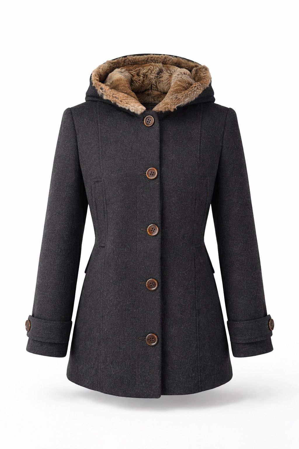 Dolce & Gabbana Dolce & Gabbana D&G Black Wool Coat Real Rabbit Fur Hood Size M / US 6-8 / IT 42-44 - 1 Thumbnail