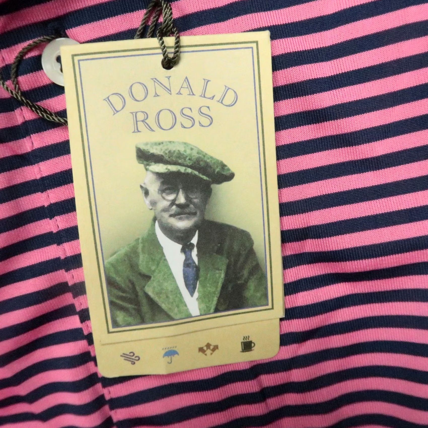Vintage Donald Ross Shirt Polo Men M Navy Pink Striped Graphic Moisture Wicking Lightweight Tennis Golf Bagged Brand: Donald Ross Size US M / EU 48-50 / 2 - 4 Thumbnail