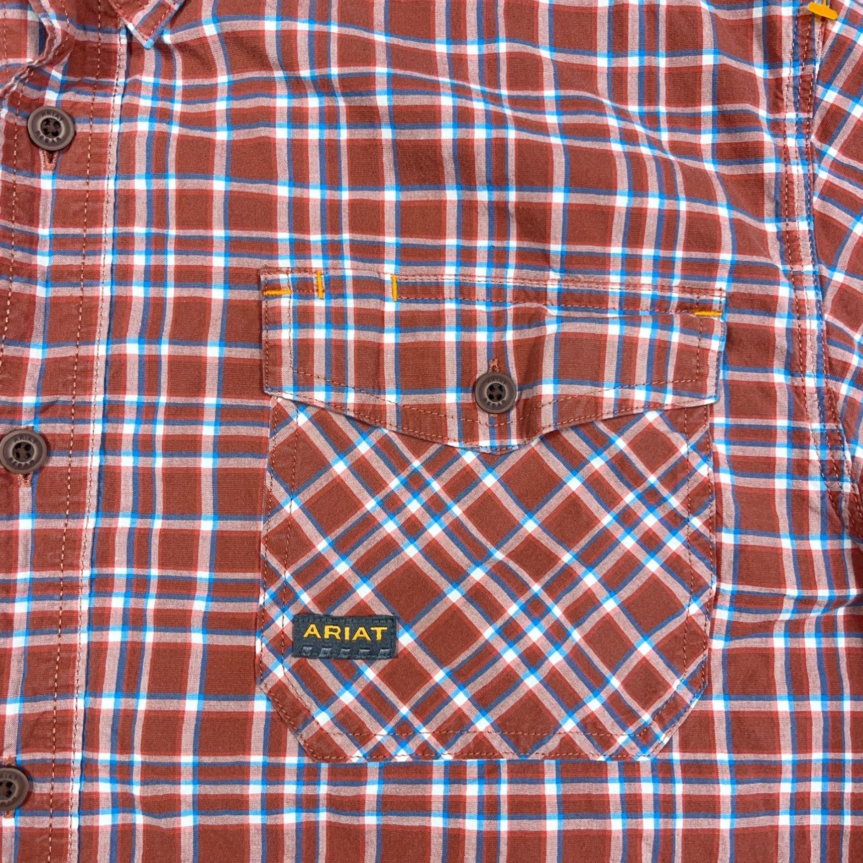 Ariat Ariat Shirt Men Large Orange Plaid Rebar Button Up Workwear Pockets Casual Adult Size US L / EU 52-54 / 3 - 5 Thumbnail