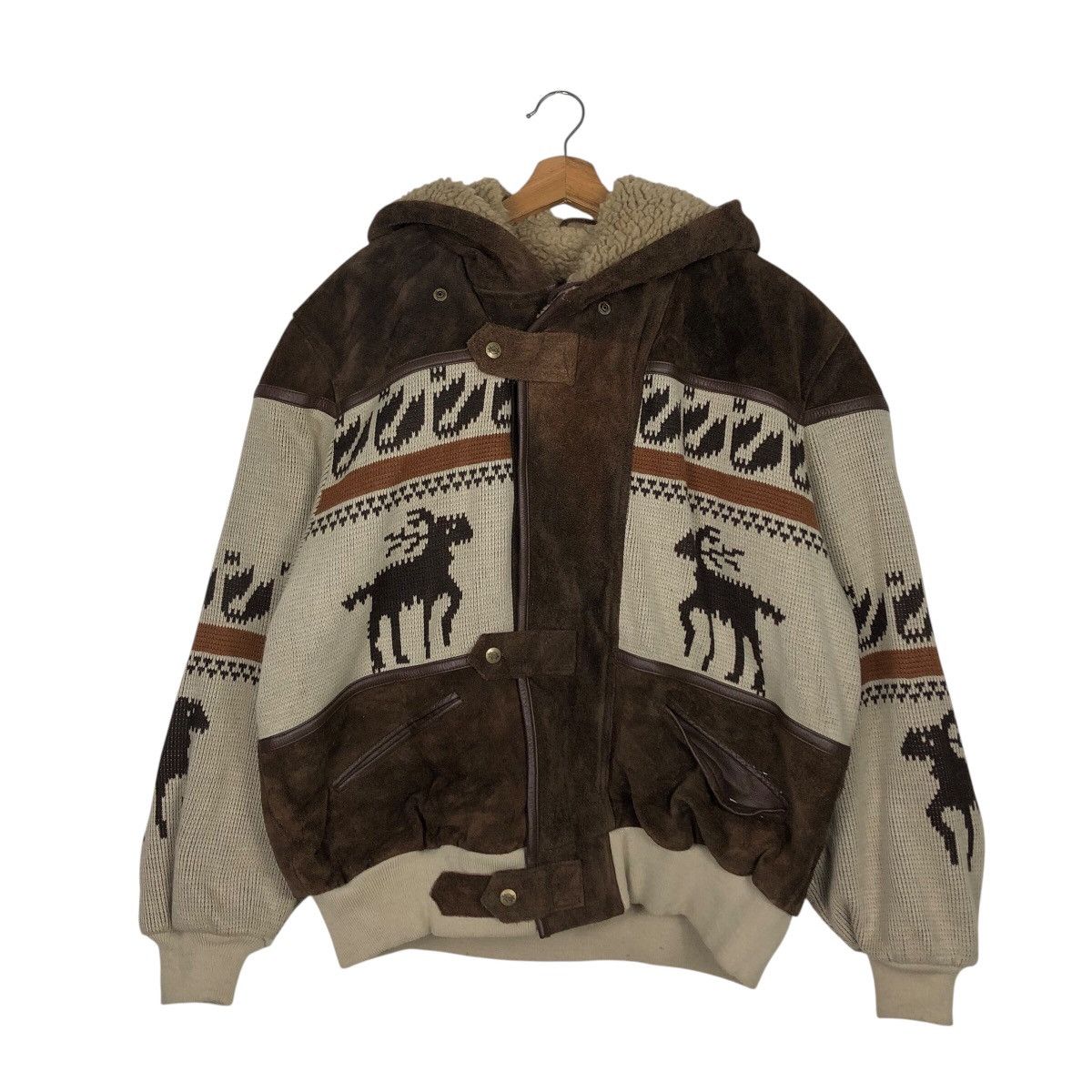 Japanese Brand Vtg ALLIX Cowboy Fleece-Lined Jacket Heavy Suede Paneling Size US L / EU 52-54 / 3 - 2 Thumbnail