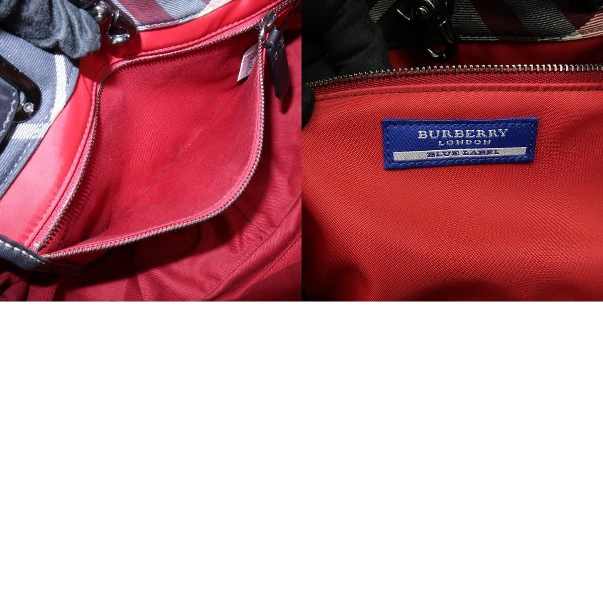 Burberry Burberry Blue Label Nova Plaid Nylon Leather Tote Red Size ONE SIZE - 8 Thumbnail