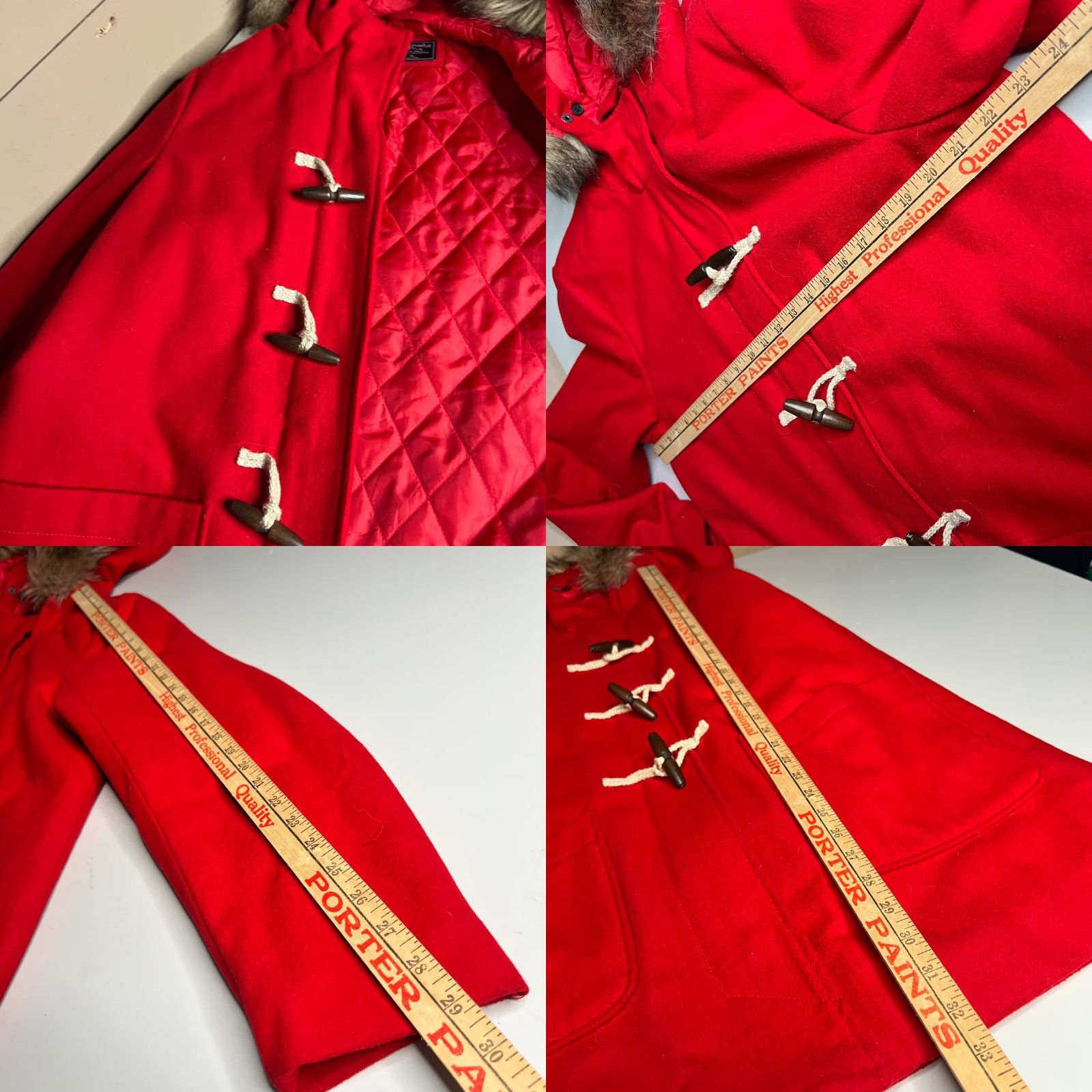 Abercrombie & Fitch VINTAGE Abercrombie & Fitch Red Wool Duffle Coat Hood Womens XL Winter Jacket Size XL / US 12-14 / IT 48-50 - 8 Thumbnail