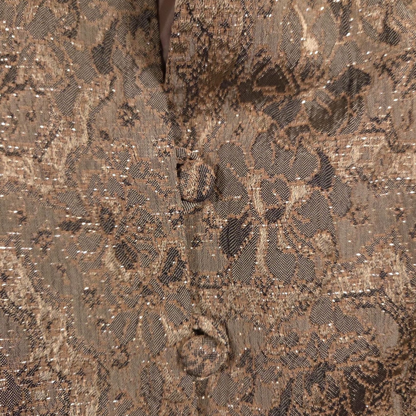 Vintage VINTAGE Perceptions Blazer Womens 14 Brown Metallic Floral Jacquard Evening Jacket Size XL / US 12-14 / IT 48-50 - 5 Thumbnail