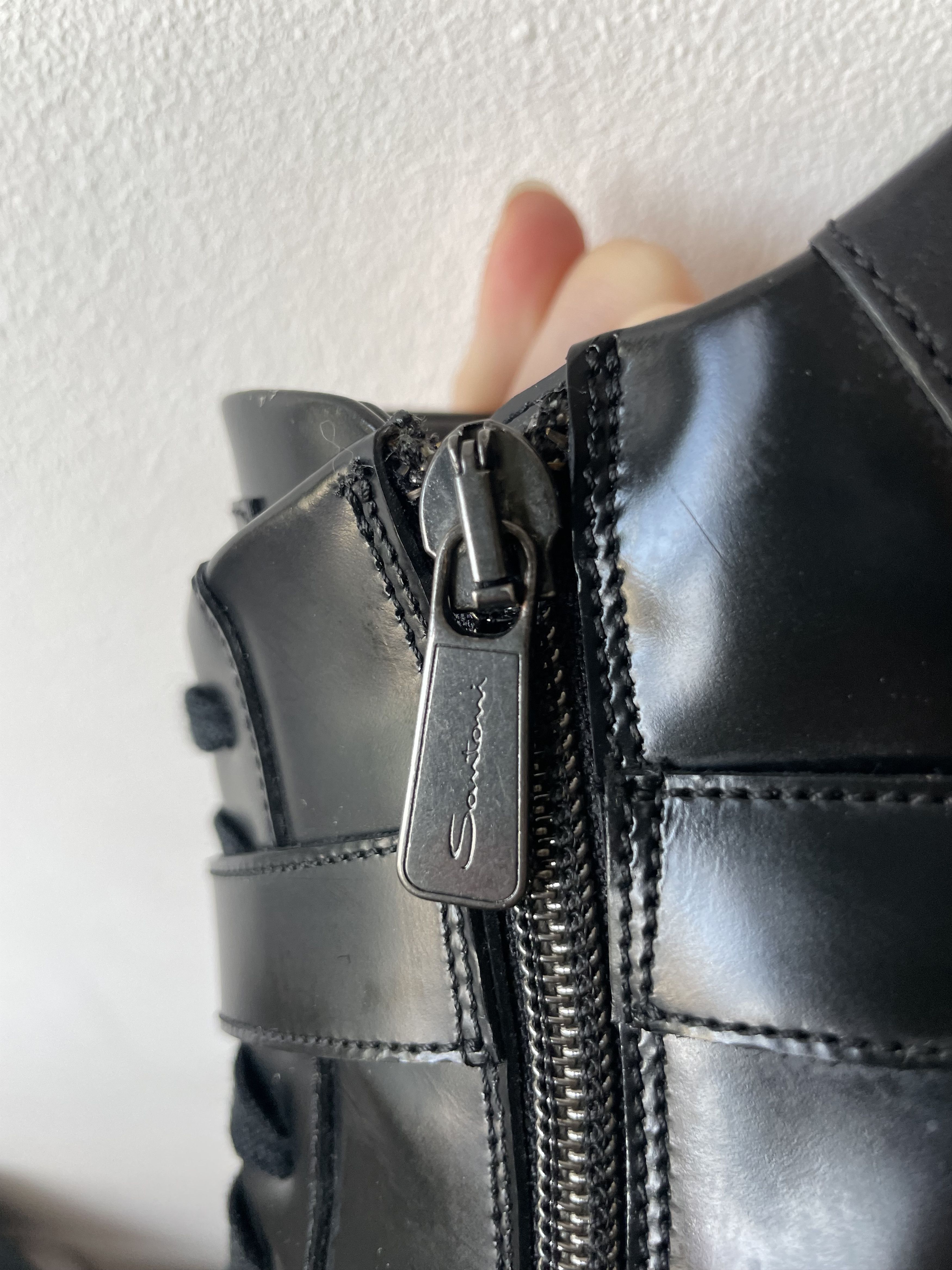 Santoni Santoni Black Leather High-Top Buckle Boots – EU 39 Size US 9 / IT 39 - 6 Thumbnail