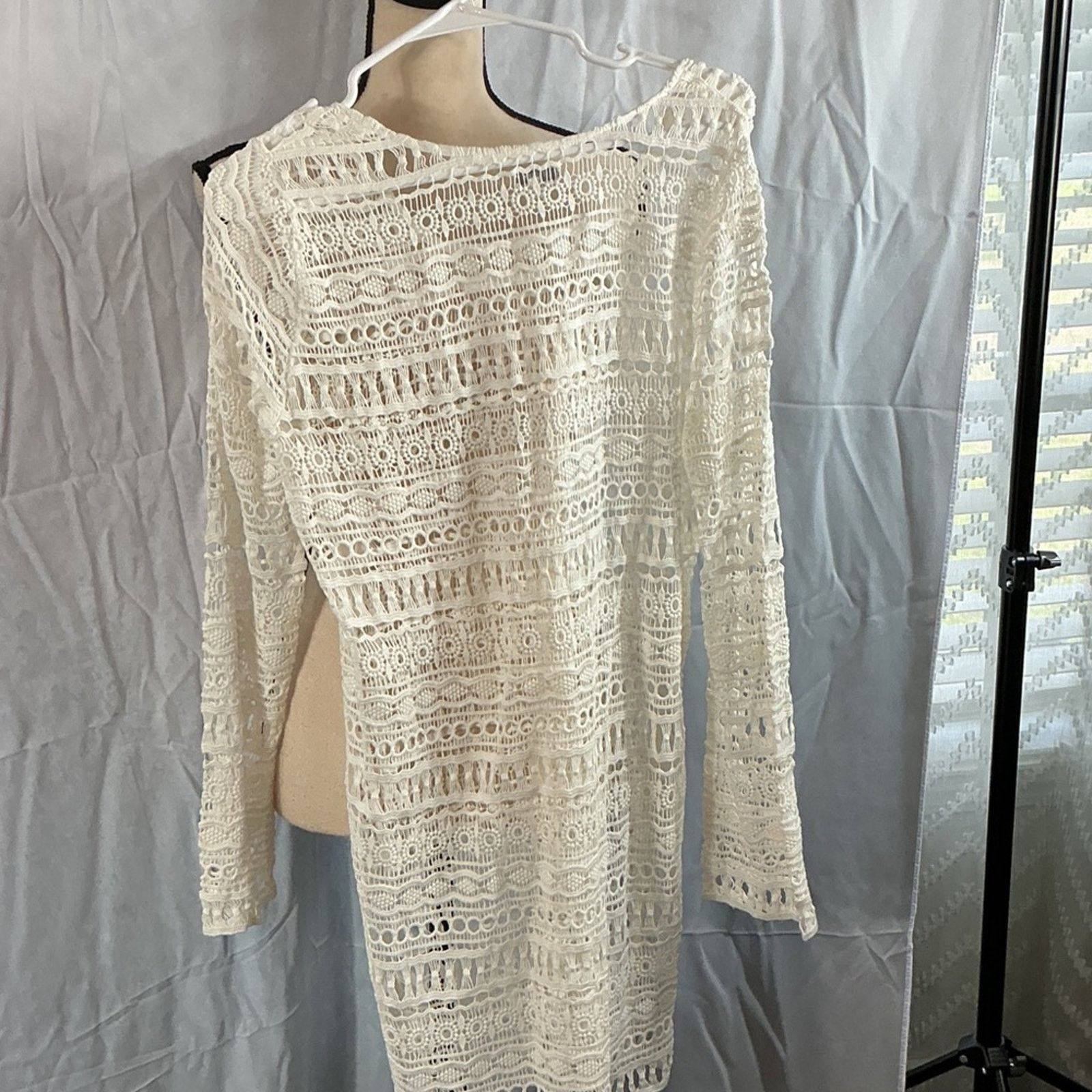 Other Tavik White Crochet Lace Dress – Sheer Boho Swim Cover-Up (M Size ONE SIZE - 3 Thumbnail