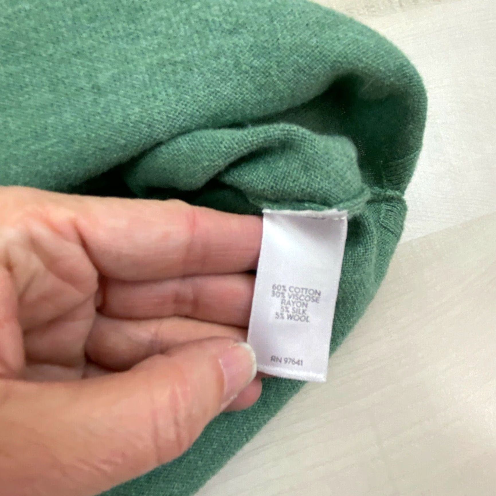 J. Jill J Jill Women's Green Silk Wool Cotton Blend Sweater Small Pullover Size S / US 4 / IT 40 - 4 Thumbnail