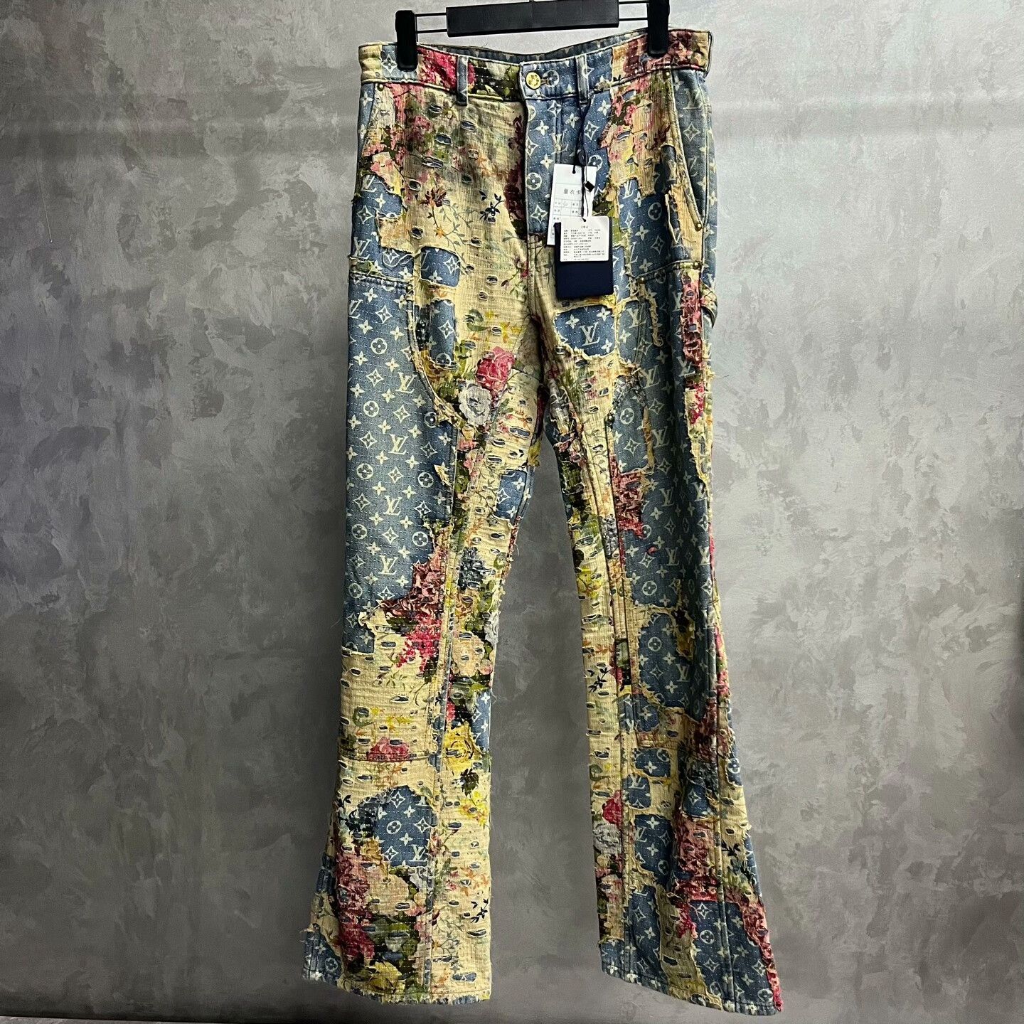 Louis Vuitton Blue Floral Flare Jeans