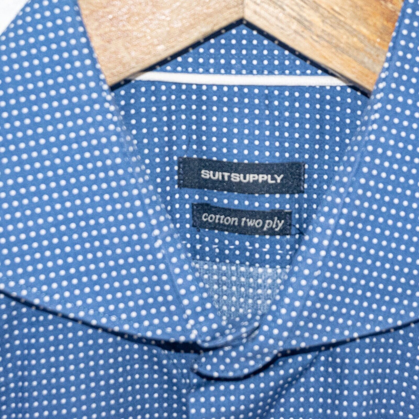 Suitsupply SUITSUPPLY Spread Collar Dress Shirt in Blue mini Polka dot Size US M / EU 48-50 / 2 - 5 Thumbnail