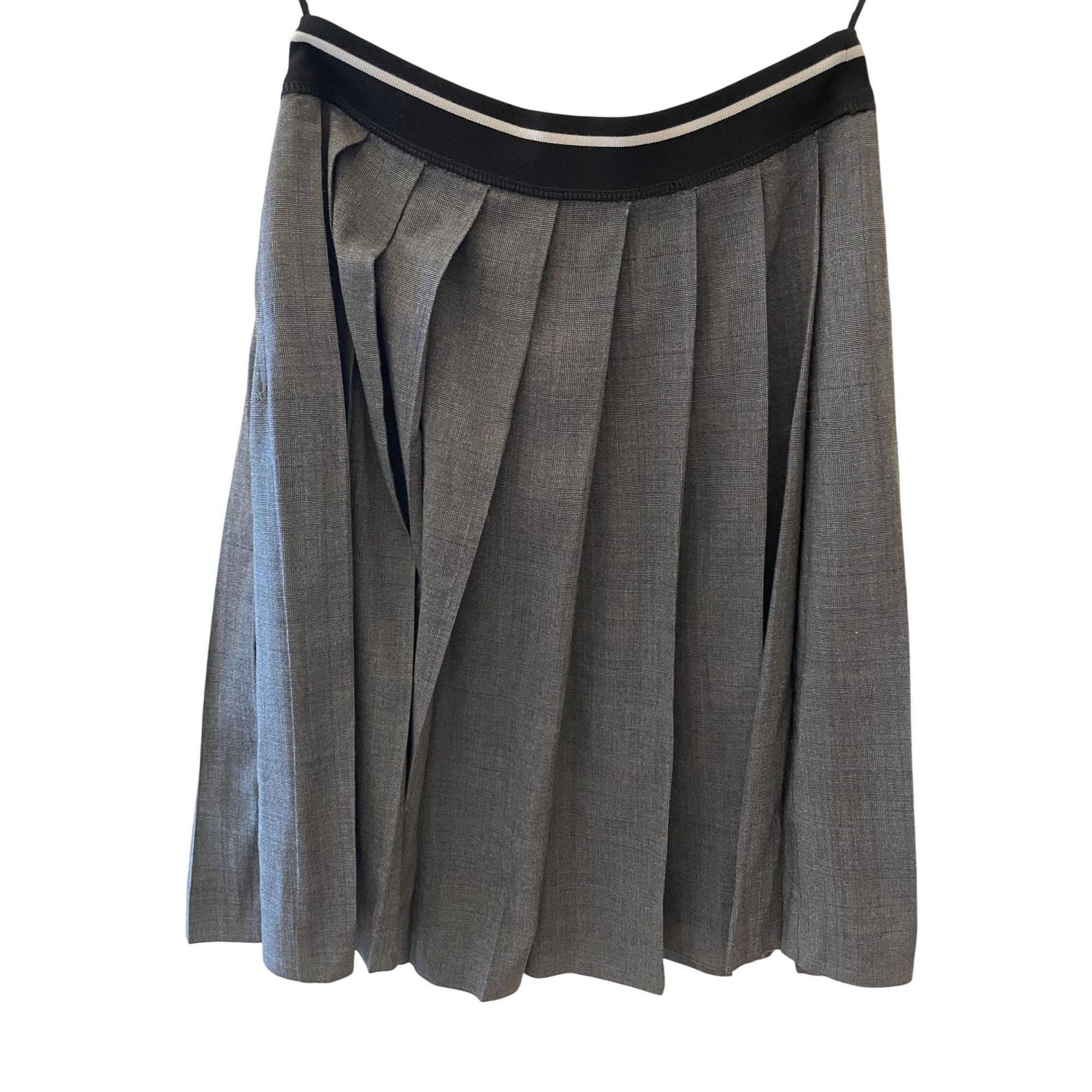 Miu Miu Miu Miu Womens Gray Pleated Mini Skirt With Elastic Waistban Size 38" / US 16 / IT 52 - 2 Thumbnail