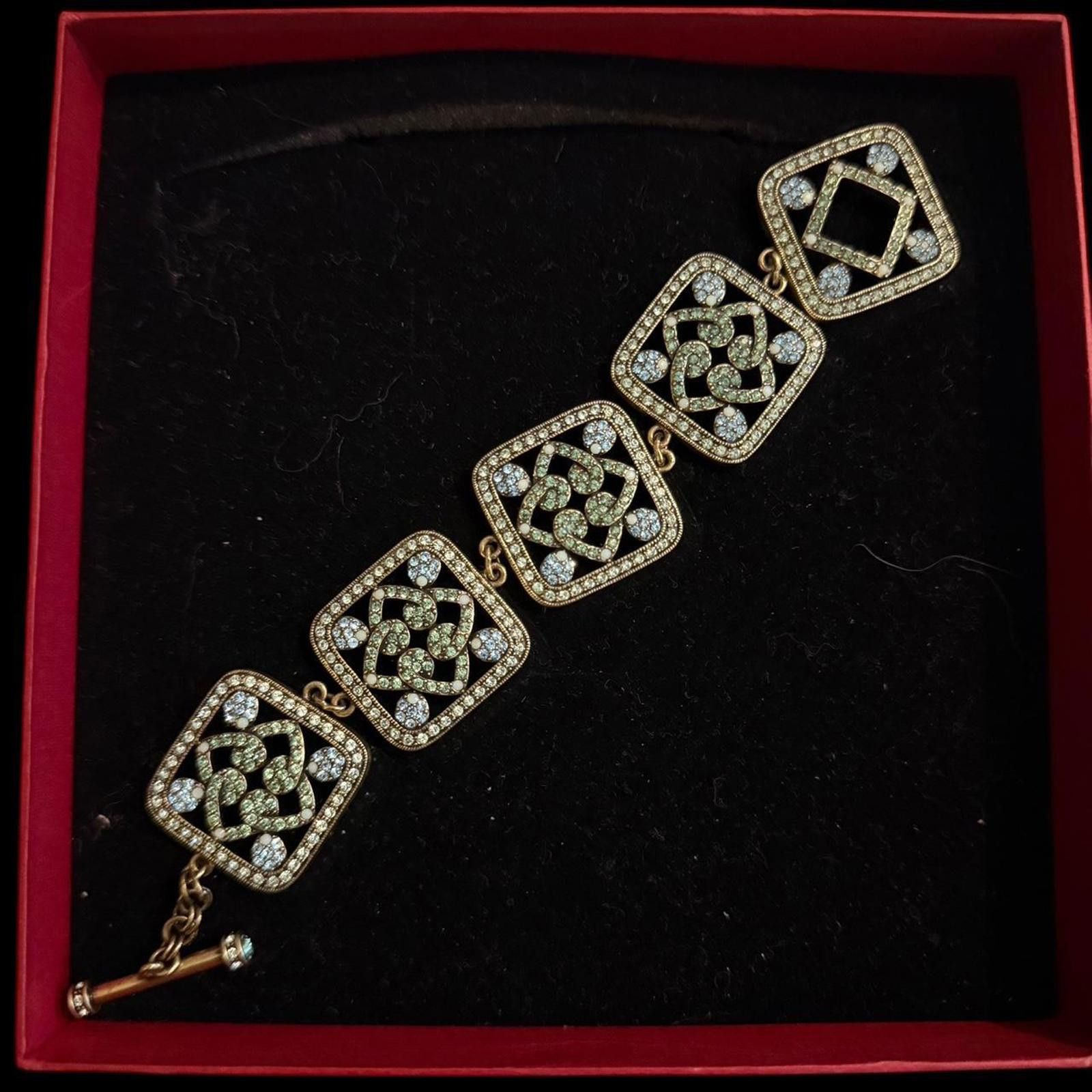 Other Heidi Daus Gold Tone Rhinestone Square Link Bracelet Size ONE SIZE - 1 Thumbnail