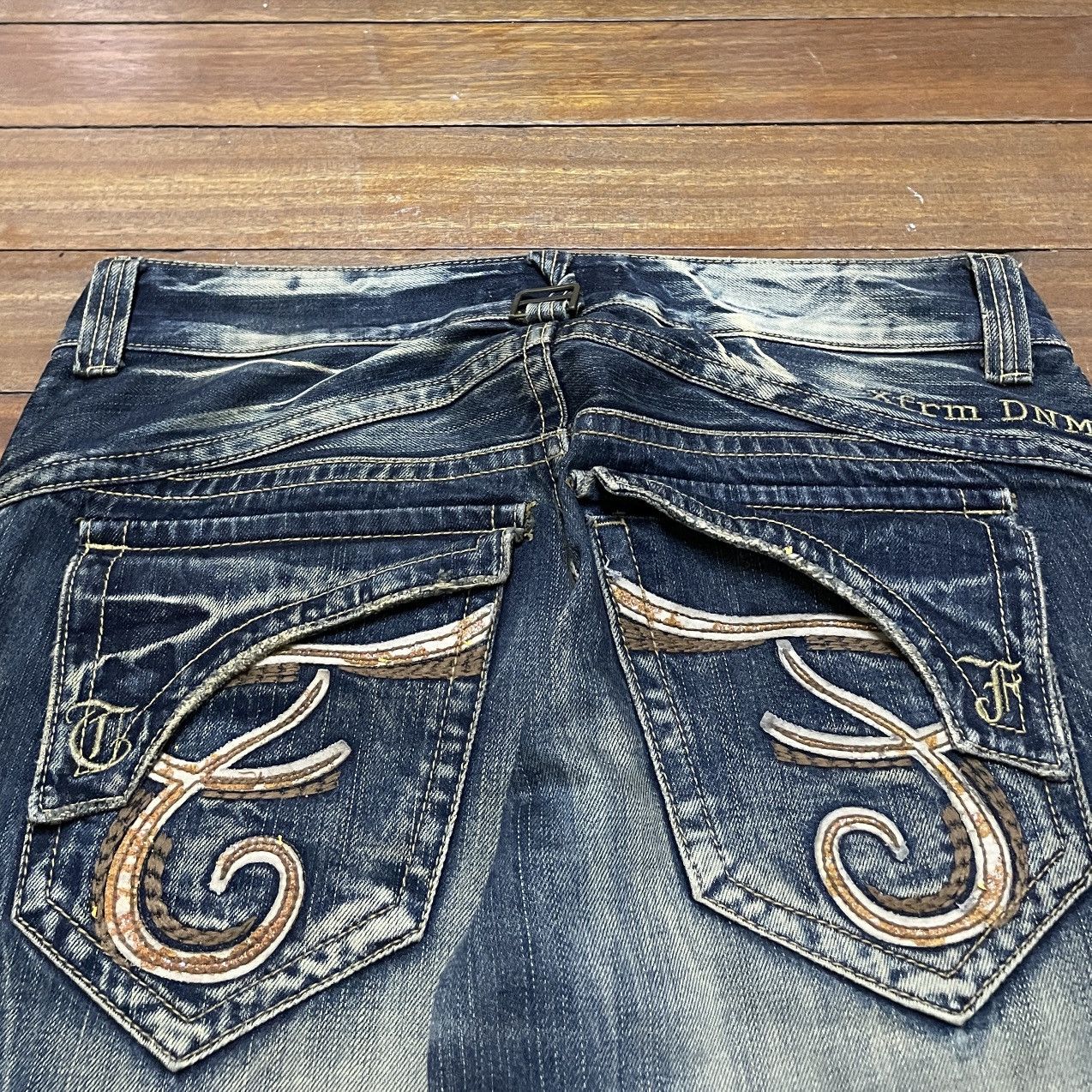 14th Addiction Very Rare Design Vintage Brand Xfrm Flash Flared Jeans 1990s Size US 30 / EU 46 - 4 Thumbnail