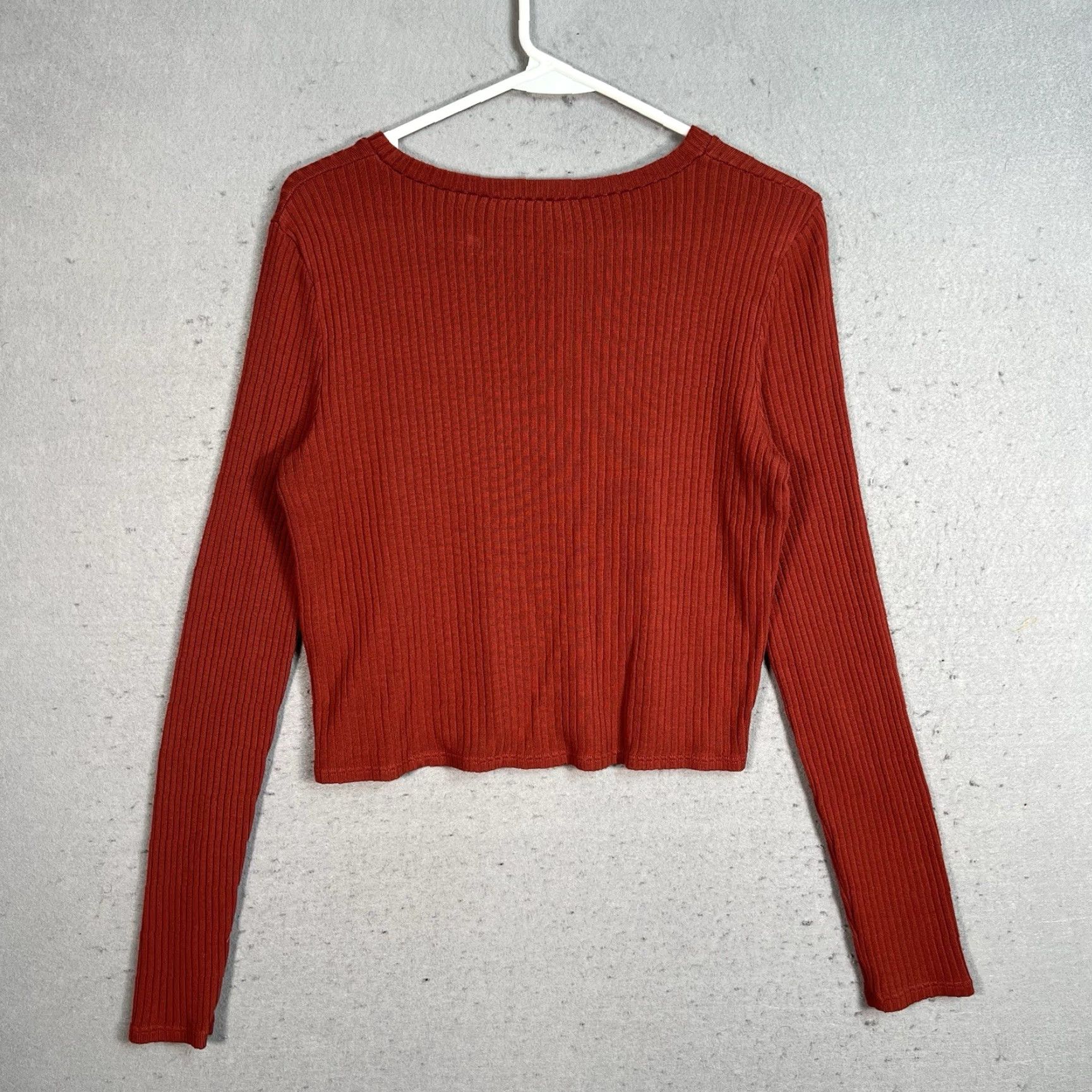 Reformation VINTAGE Reformation Shirt Womens Small Red Ribbed Wide Neck Long Sleeve Size S / US 4 / IT 40 - 2 Thumbnail