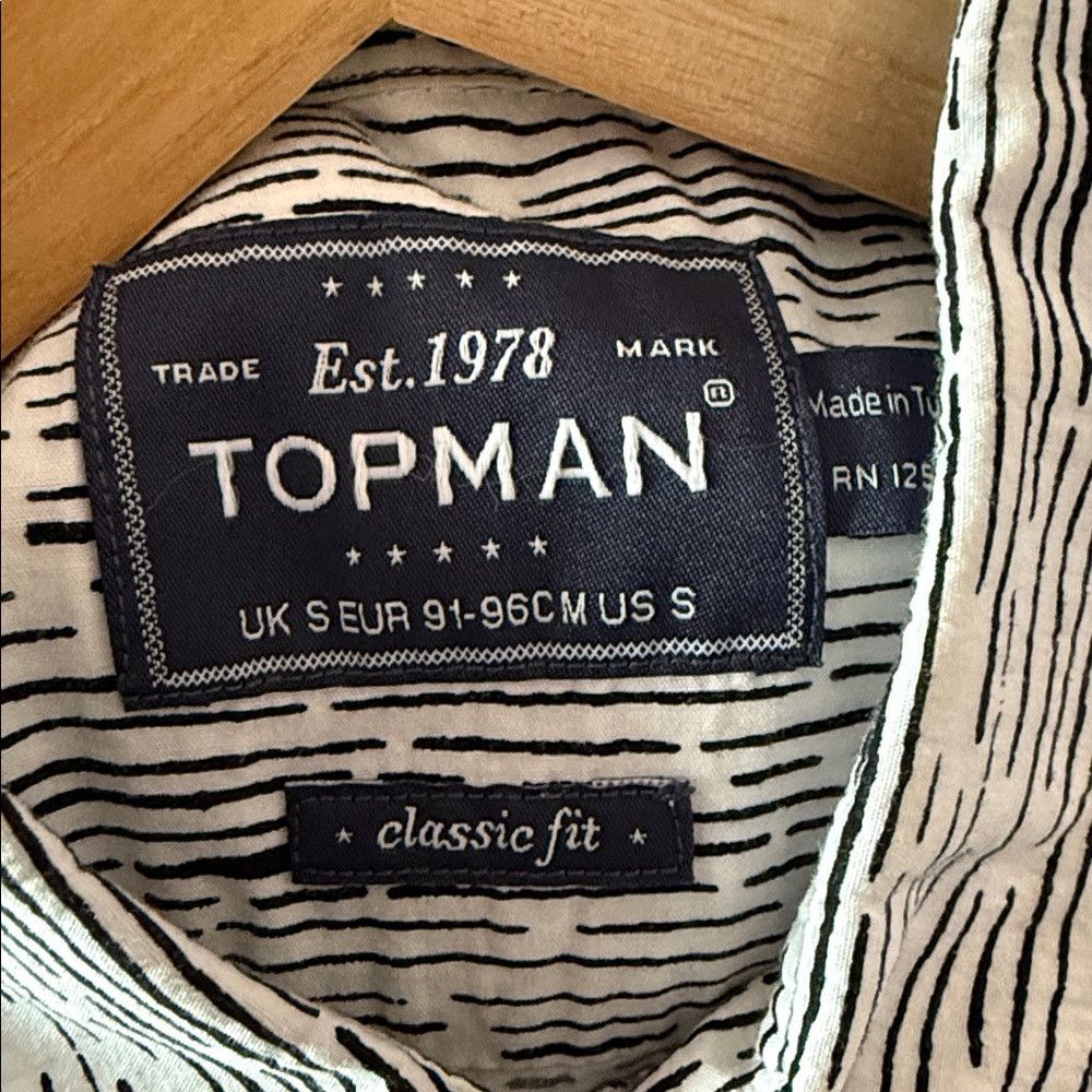 Topman Topman Classic Fit Shirt S Black White Pattern Cotton Short Size US S / EU 44-46 / 1 - 8 Thumbnail