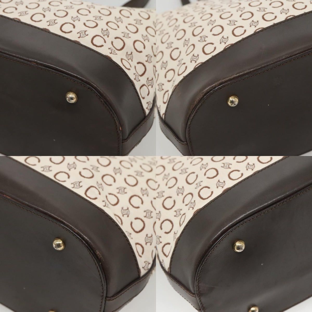 Celine CELINE C Macadam Canvas Tote Bag Gold White Size ONE SIZE - 10 Thumbnail