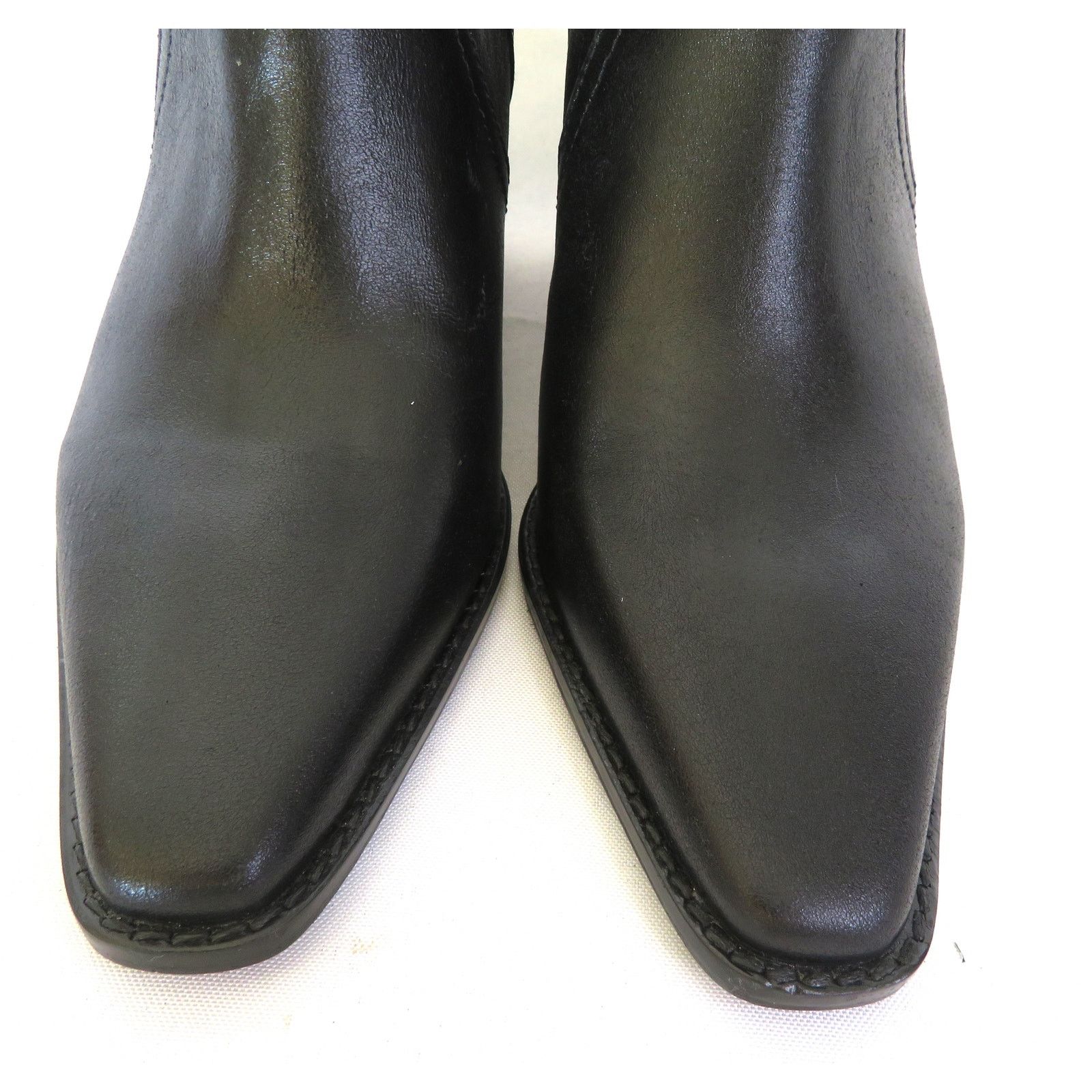 Zara ZARA Black Leather Studded Western Style Ankle Boots Size US 8 / IT 38 - 3 Thumbnail