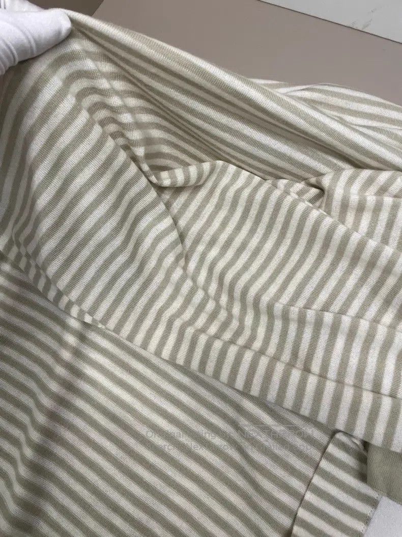 Loro Piana Loro Piana Light Green Striped Cashmere Scarf Size ONE SIZE - 8 Thumbnail