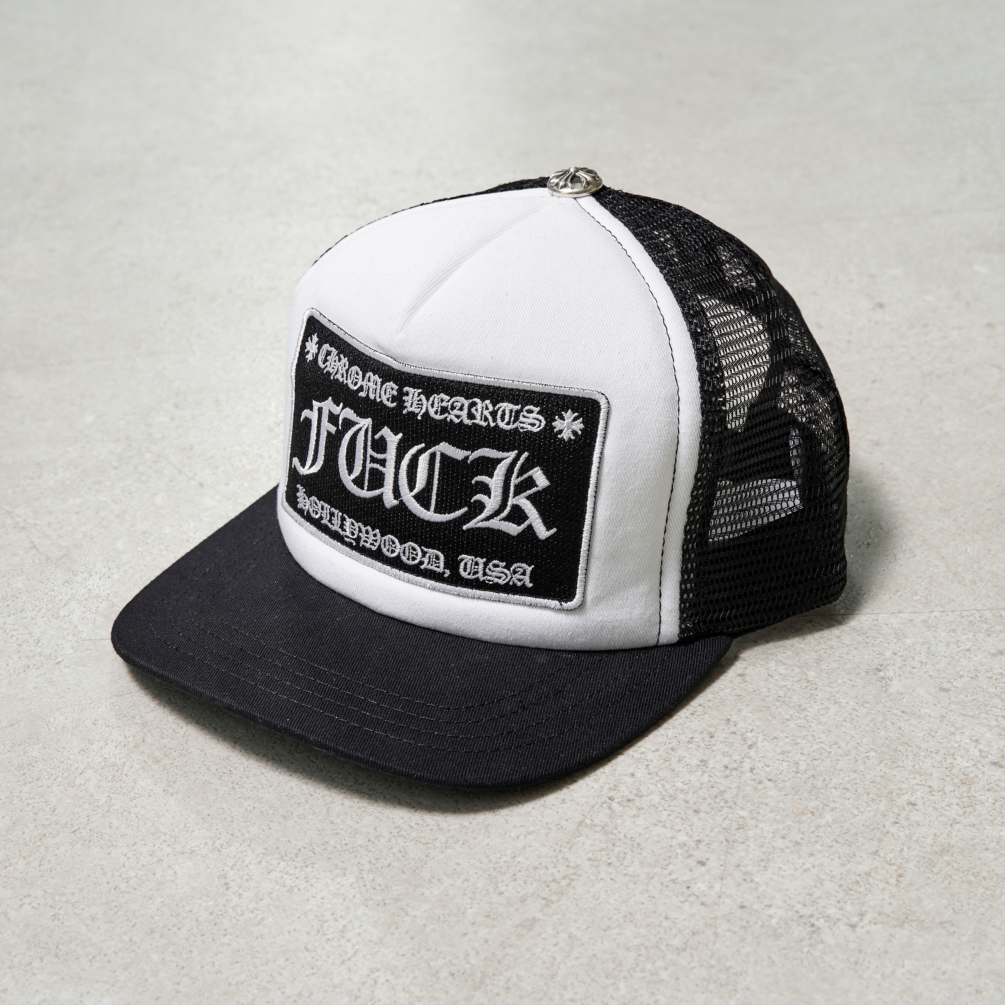 Chrome Hearts CHROME HEARTS Fuck Hollywood Trucket Hat WHITE Size ONE SIZE - 1 Thumbnail