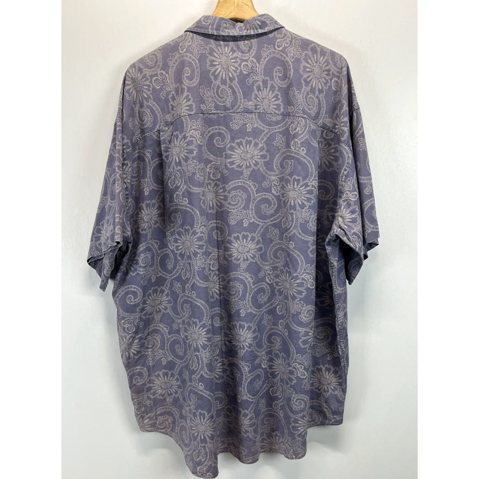 Abercrombie & Fitch VINTAGE Abercrombie & Fitch Linen Blend Button-Up Shirt Mens Hawaiian Floral L Short Sleeve Blue/Gray Oversized European Fit Size US L / EU 52-54 / 3 - 2 Thumbnail