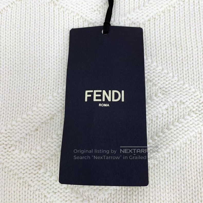Fendi Fendi Beige Logo Letter Relief Full-Print Merino Wool Roun Size M / US 6-8 / IT 42-44 - 6 Thumbnail