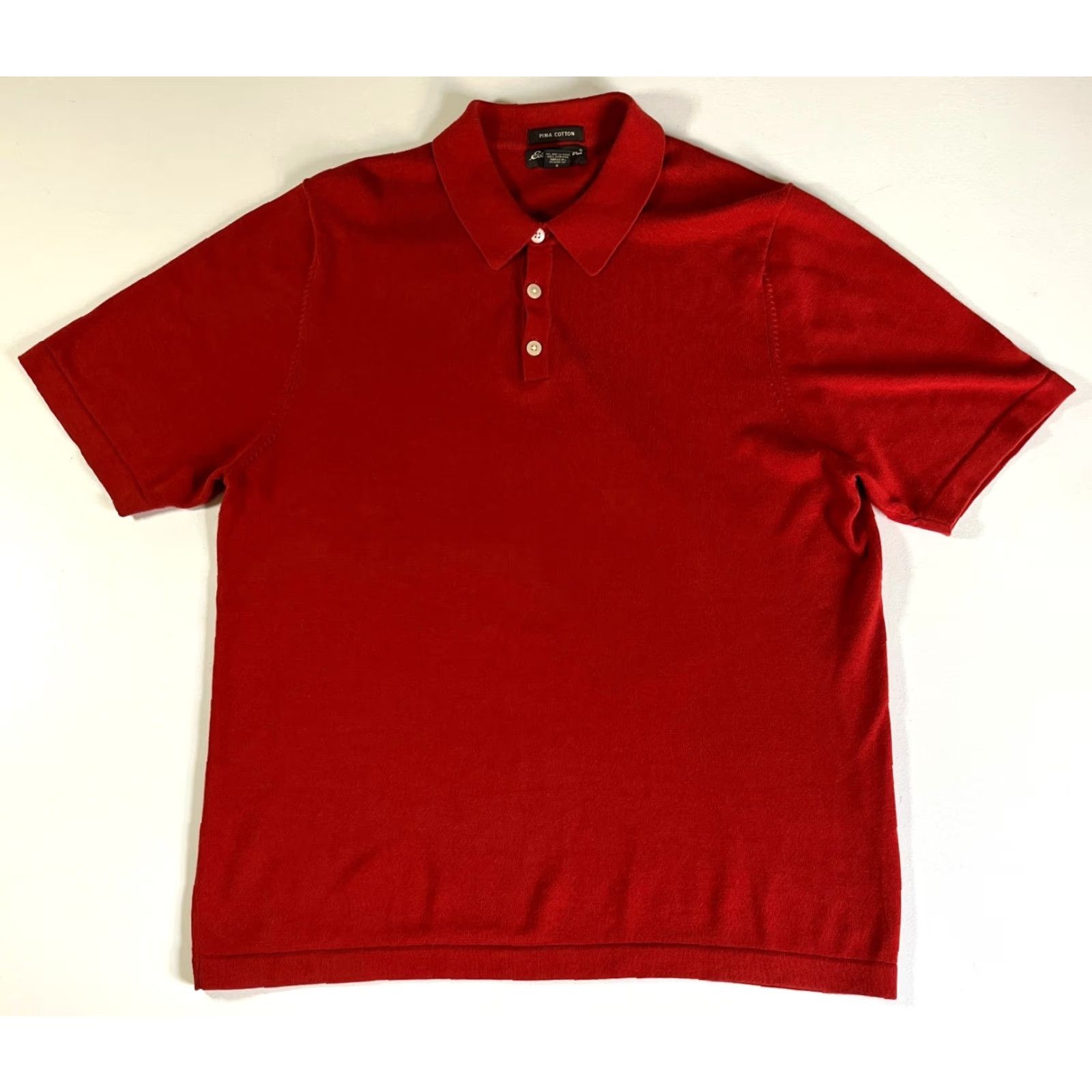 Eddie Bauer VINTAGE Eddie Bauer Polo Shirt Men’s Knit Pima Cotton Made in UK Sz L Red Short Sleeve Collared 100% Pima Cotton Classic Preppy Vintage Mens Polo Size US L / EU 52-54 / 3 - 4 Thumbnail