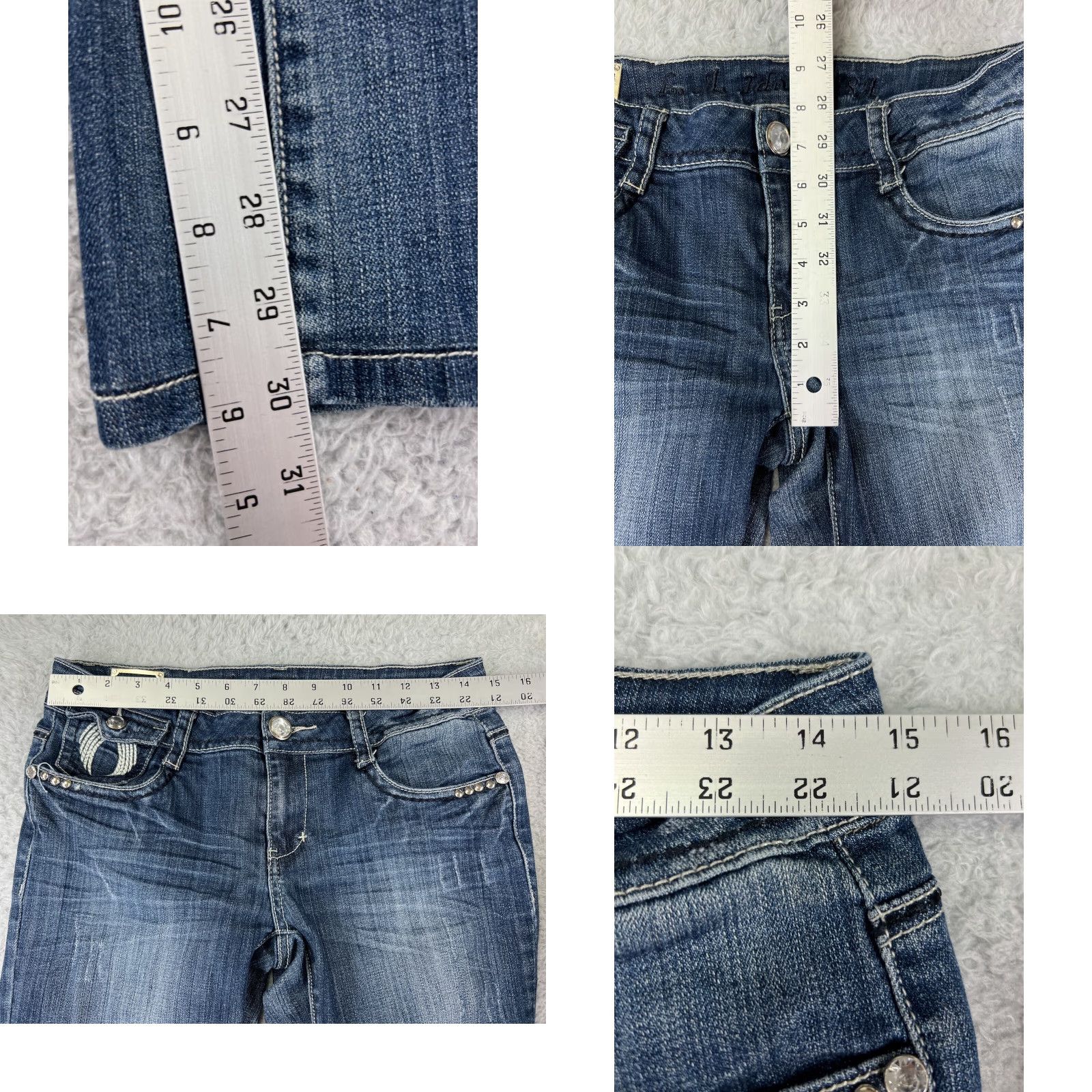 Vintage LA Idol Women Jeans Capri 9 Blue Denim Embroidered Bling Cotton Blend 5-Pocket Size 30" / US 8 / IT 44 - 9 Thumbnail