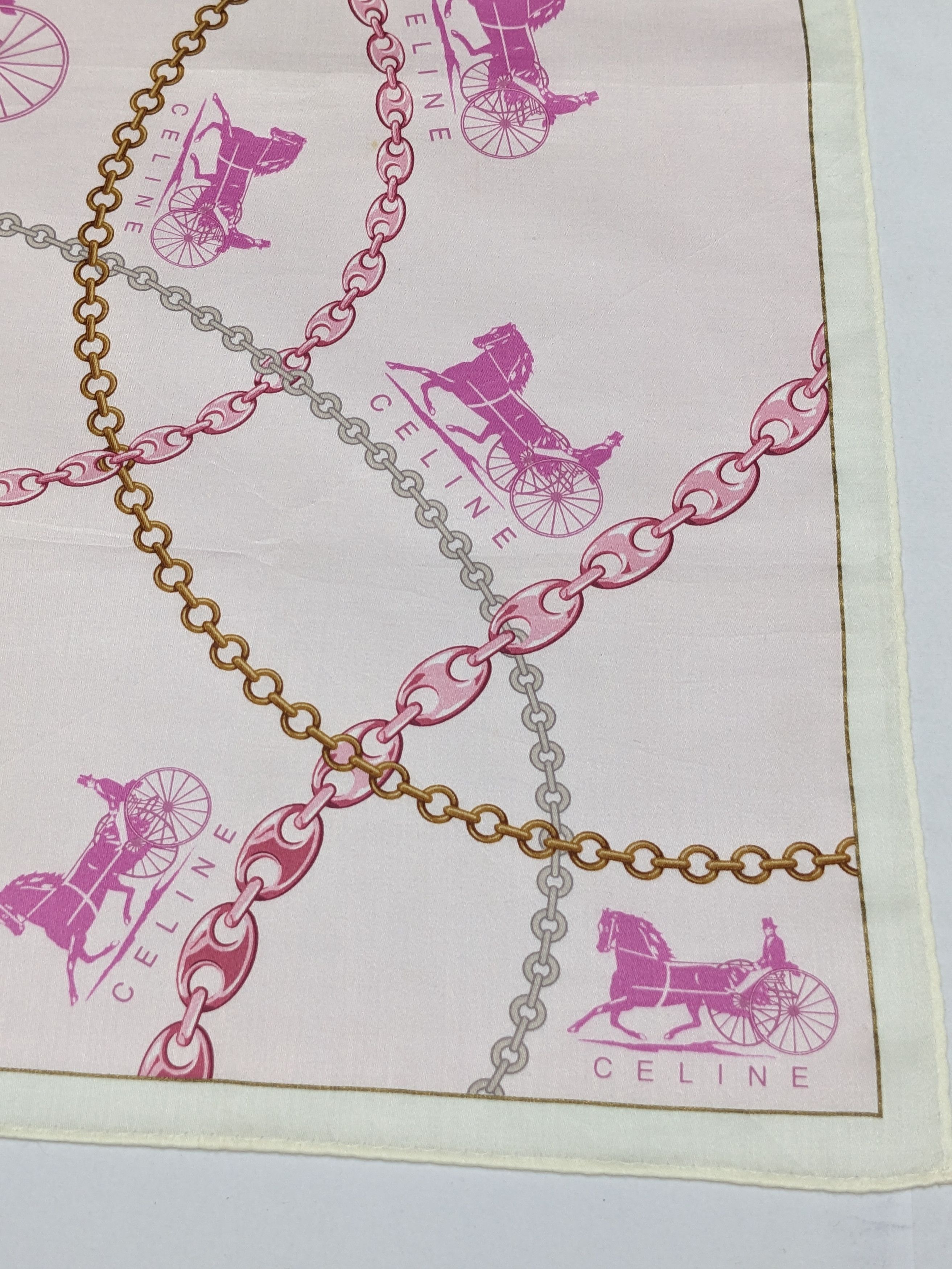 Celine CELINE Paris Handkerchief Pink Horse Carriage Sulky Chain Size ONE SIZE - 3 Thumbnail