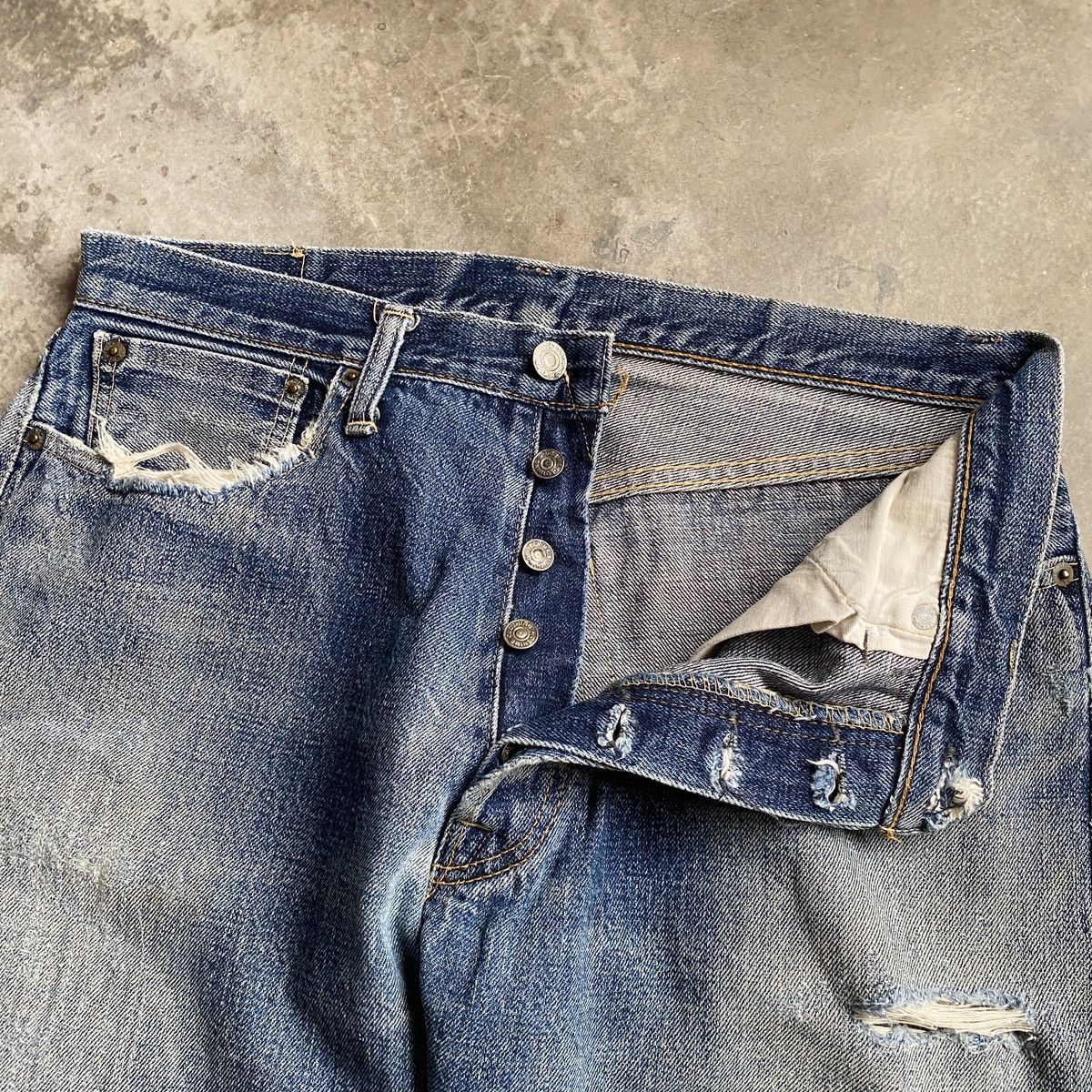 Denime Vintage Denime distressed Selvede Denim Size US 32 / EU 48 - 5 Thumbnail