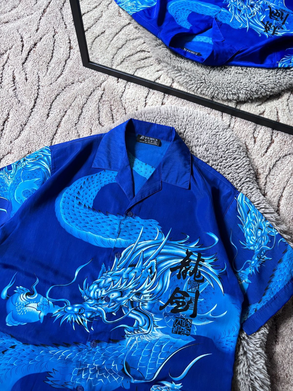Japanese Brand × Vintage Fuhua Japanese Dragon Blue short sleeve shirt Size US M / EU 48-50 / 2 - 3 Thumbnail