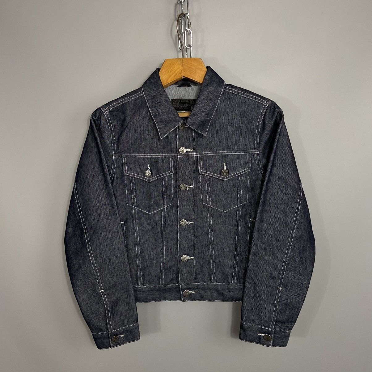 Japanese Brand × Vintage 📌 Vintage Psycho Cowboy y2k Denim Jacket Made in Italy Size US S / EU 44-46 / 1 - 1 Thumbnail