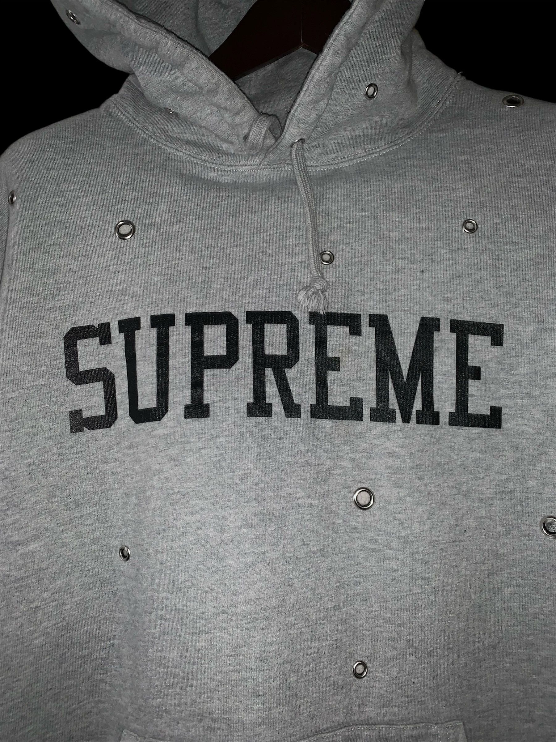 Supreme Supreme SS20 Eyelet Hoodie Grey (XL) Size US XL / EU 56 / 4 - 7 Thumbnail