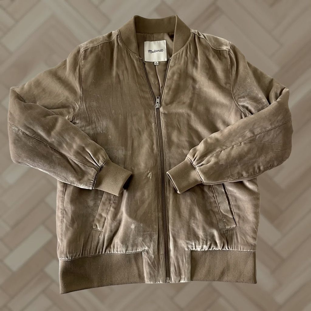 Madewell Madewell Full Zip Velour Jacket Women's XS Brown Bomber Jacket Casual Velour Jacket Womens XS Brown Madewell Full Zip Velour Jacket Size XS / US 0-2 / IT 36-38 - 1 Thumbnail