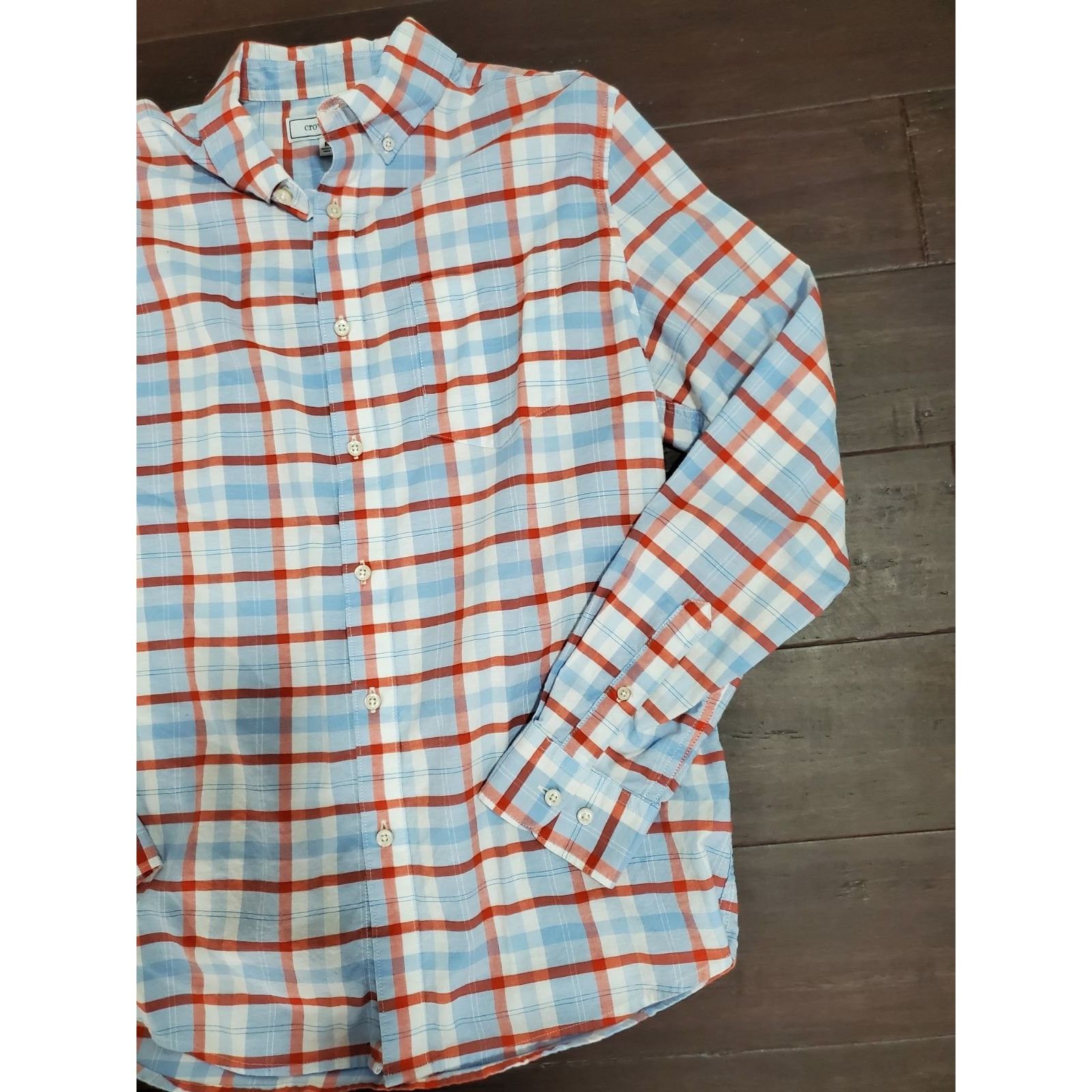 Other Crown & Ivy Classic Fit Mens Size Medium Orange Plaid Long S Size US M / EU 48-50 / 2 - 5 Thumbnail