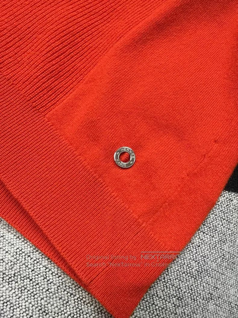 Hermes Hermes Red cashmere knitted short-sleeved top Size M / US 6-8 / IT 42-44 - 2 Thumbnail