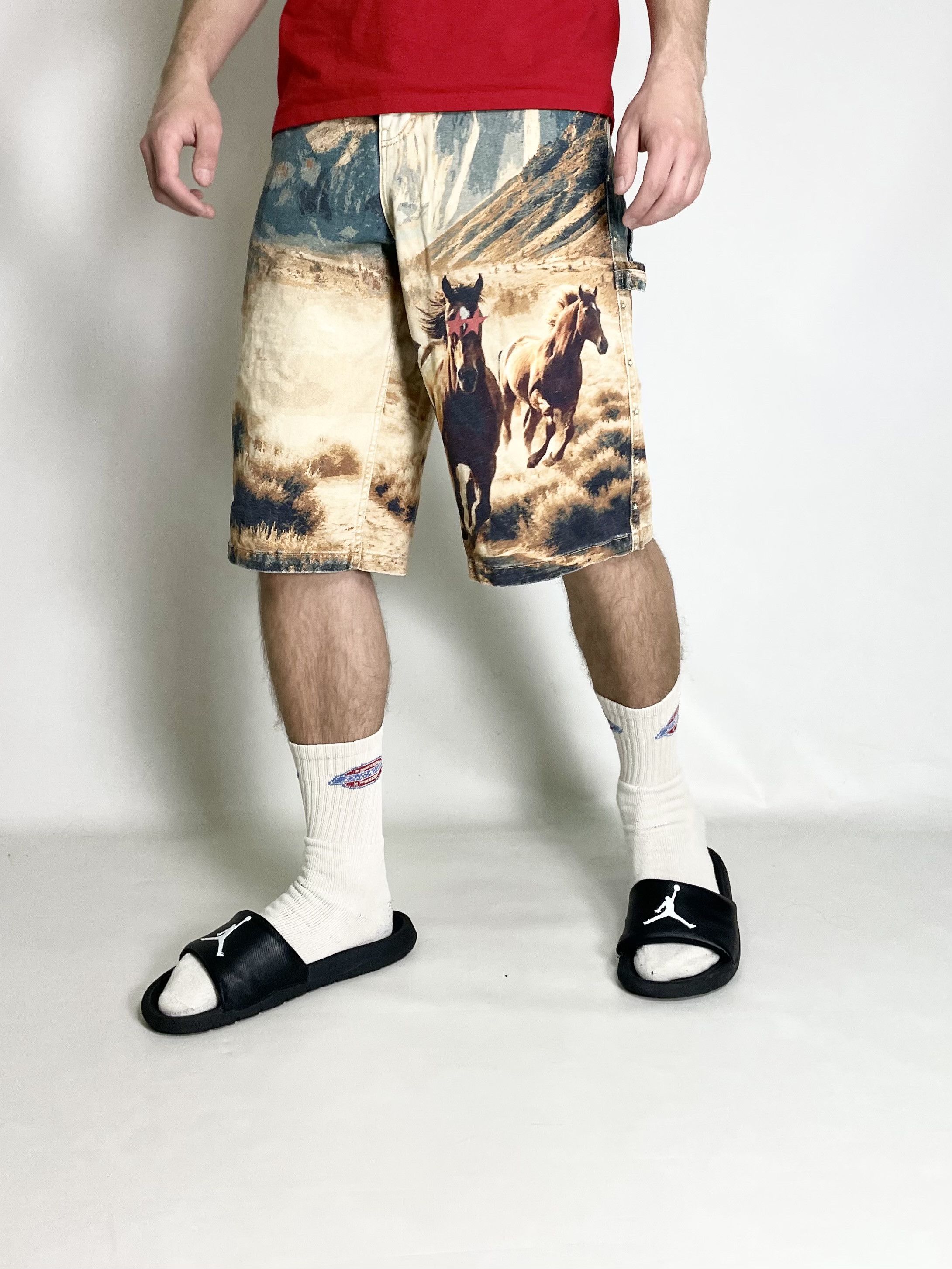 Represent Clo. Zara x Two Jeys 2 Cowboy Western Carpenter Denim Shorts Size US 30 / EU 46 - 19 Thumbnail
