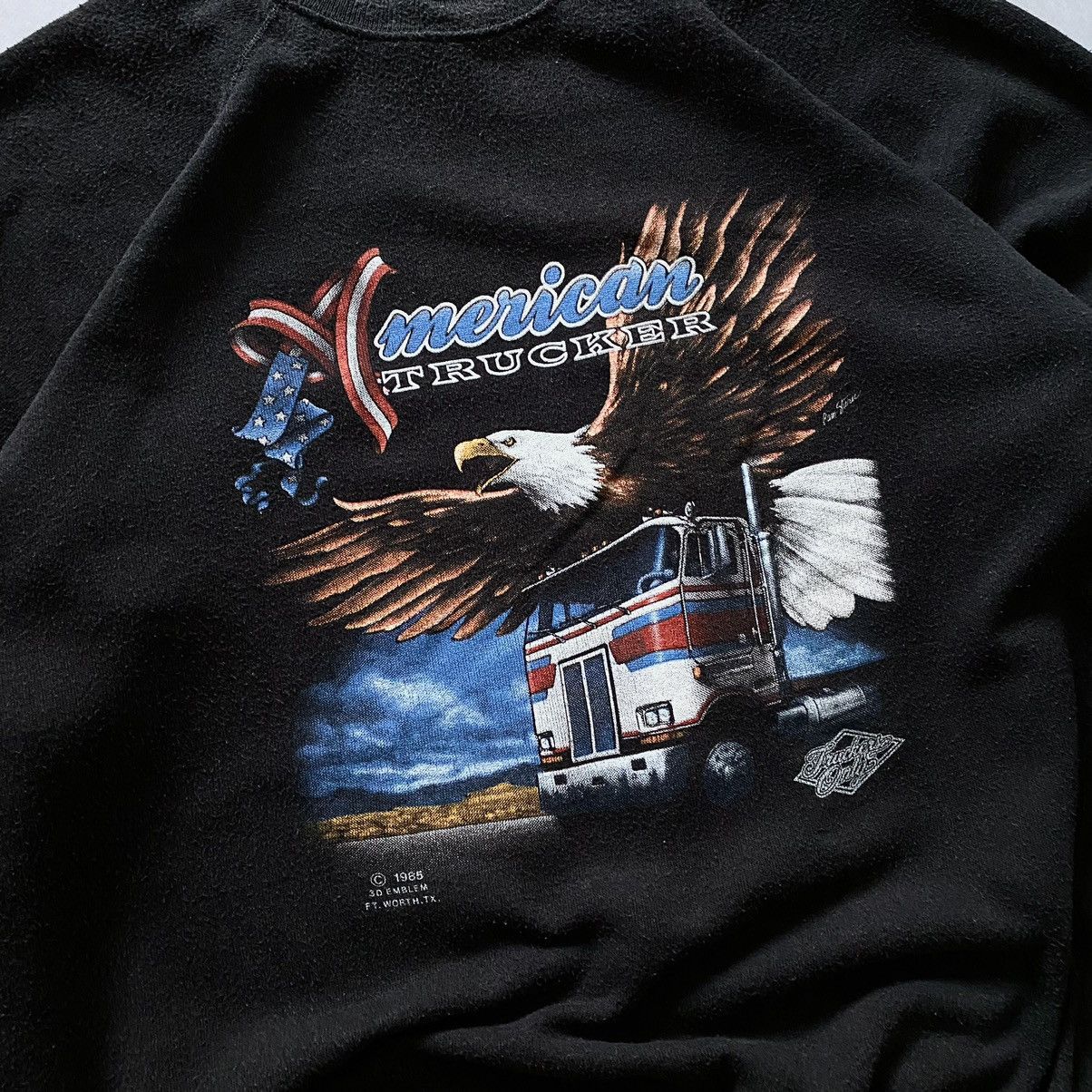 Vintage American Trucker 3D Emblem 1985 Harley Davidson Sweatshirt Size US XL / EU 56 / 4 - 2 Thumbnail