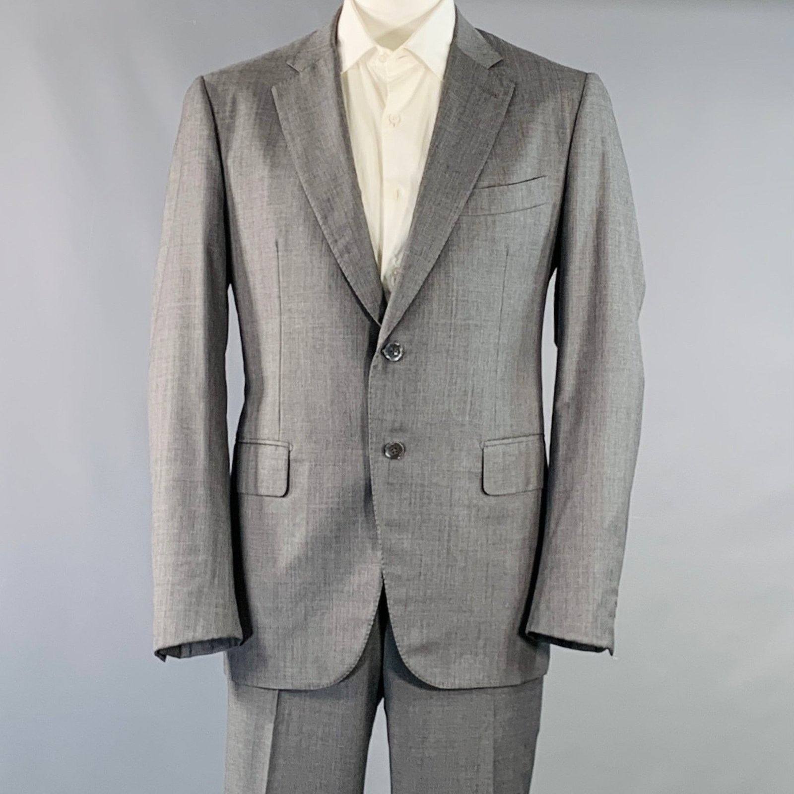 Isaia ISAIA Size 46 Regular Grey Slate Wool Notch Lapel Suit Size 46R - 1 Thumbnail