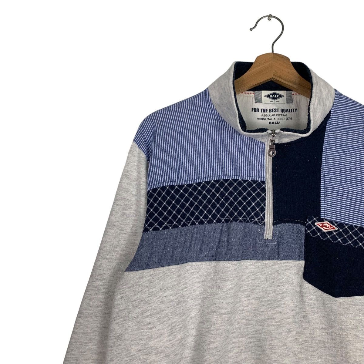 Japanese Brand BALL Half Zip Turtle Neck Colorblock Sweatshirts #0744-C34 Size US L / EU 52-54 / 3 - 6 Thumbnail