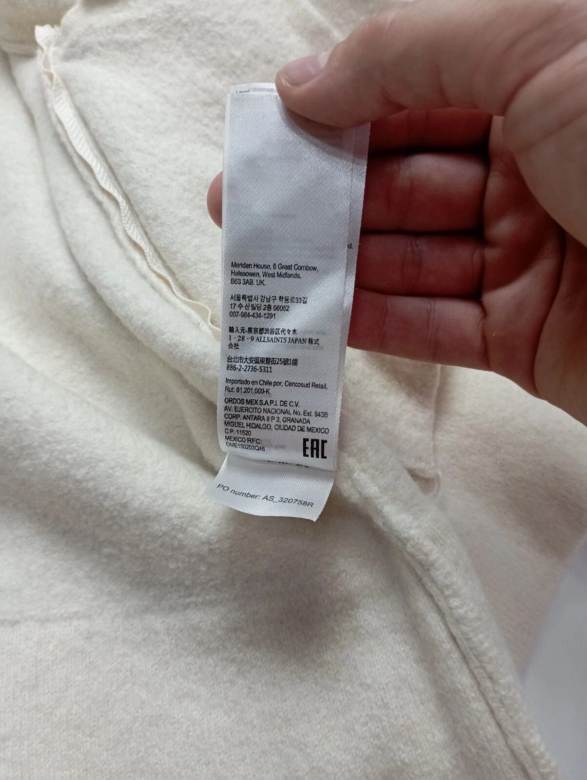 Allsaints AllSaints Robyn Biker Merino Wool Jacket Ivory – Size XS–S Size XS / US 0-2 / IT 36-38 - 15 Thumbnail